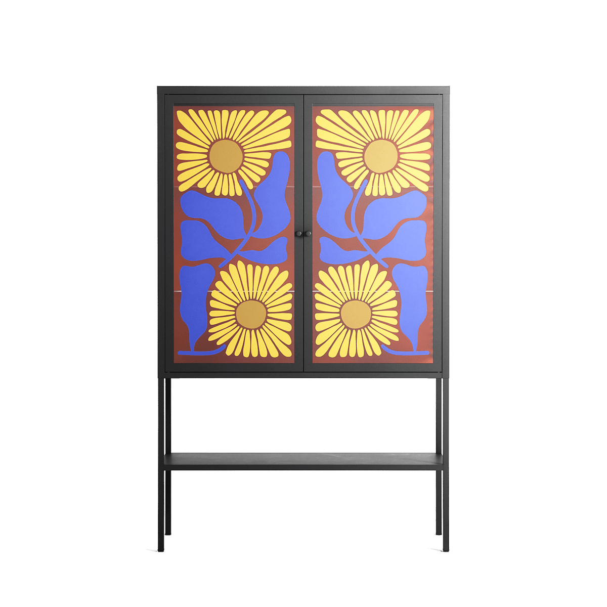 Sunflowers - Loft Cabinet - Sandra Hutter - Antracite - Overlay Glass