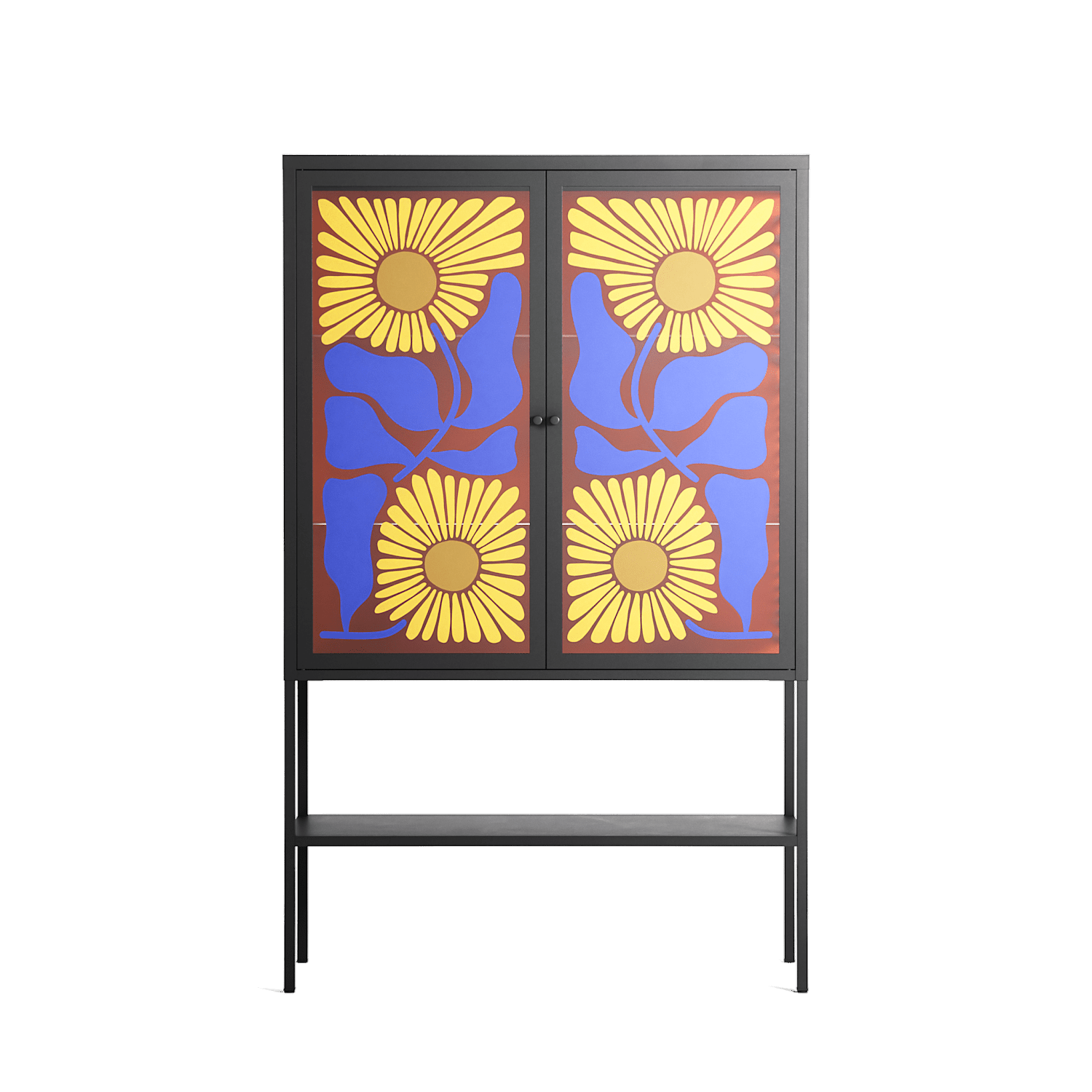 Sunflowers - Loft Cabinet - Sandra Hutter - Antracite - Overlay Glass