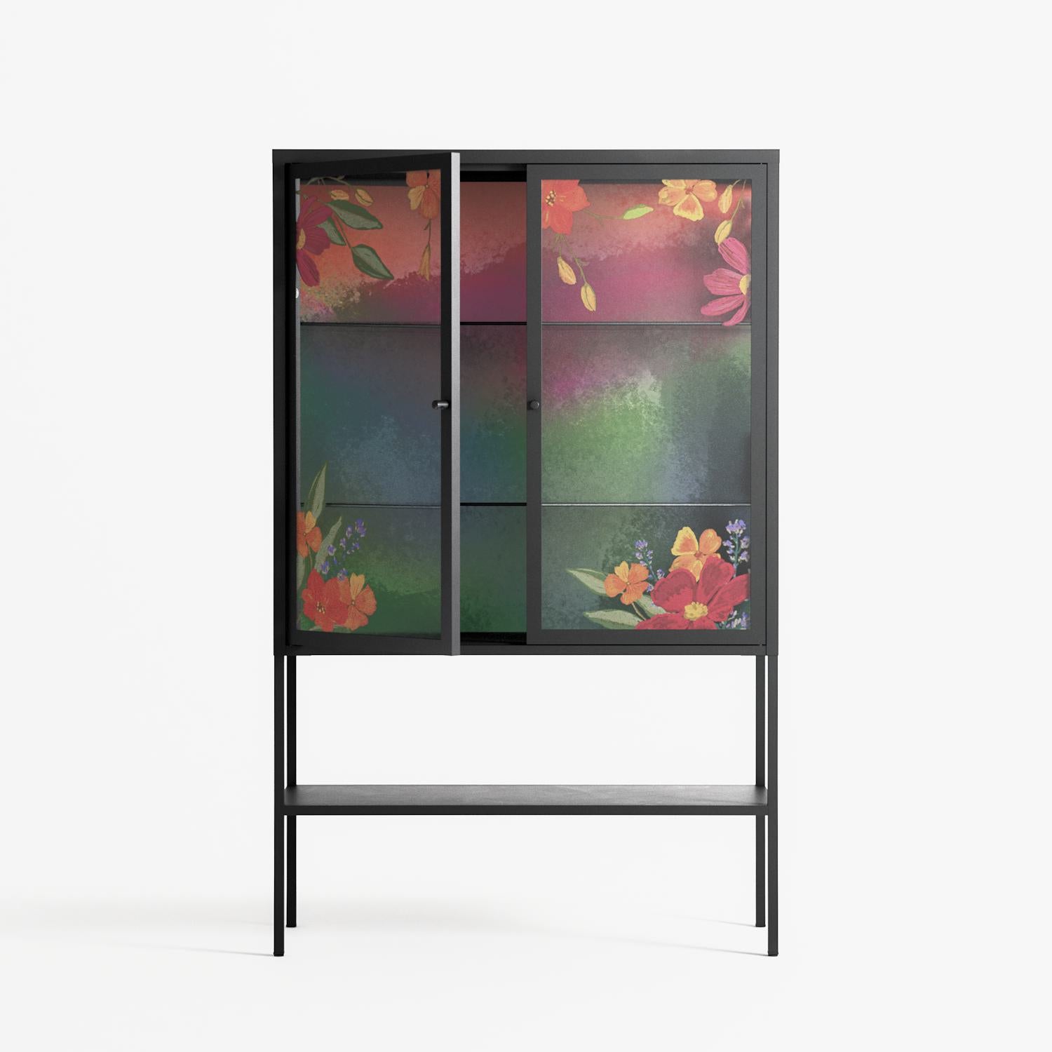 Abstract Spring Flowers - Loft Cabinet - Raissa Oltmanns - Antracite - Overlay Glass