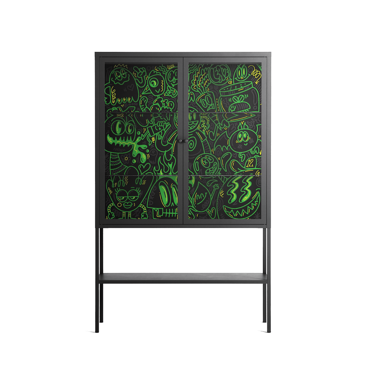 Wottosque Green - Loft Cabinet - Craig Watkins - Antracite - Clear glass
