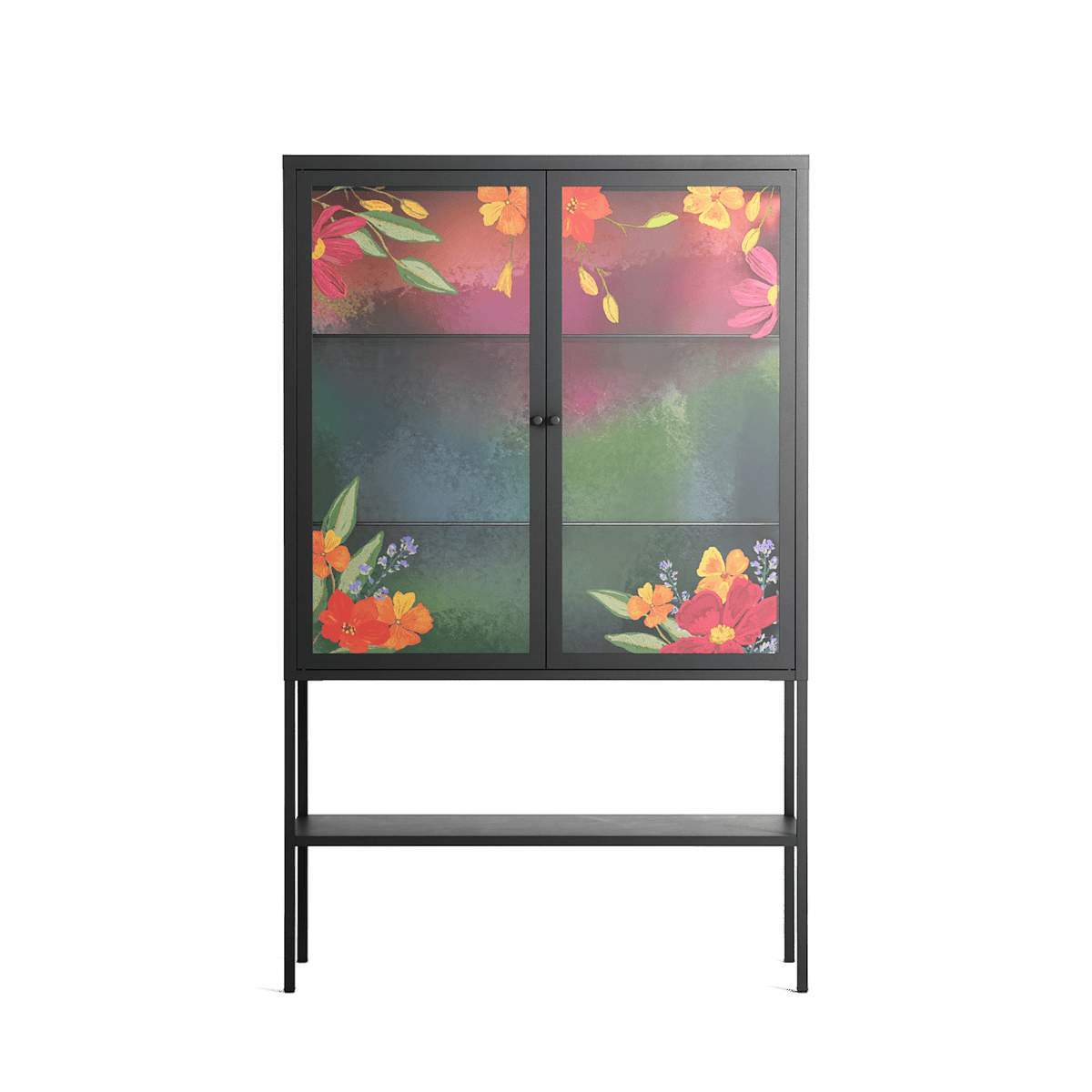 Abstract Spring Flowers - Loft Cabinet - Raissa Oltmanns - Antracite - Overlay Glass