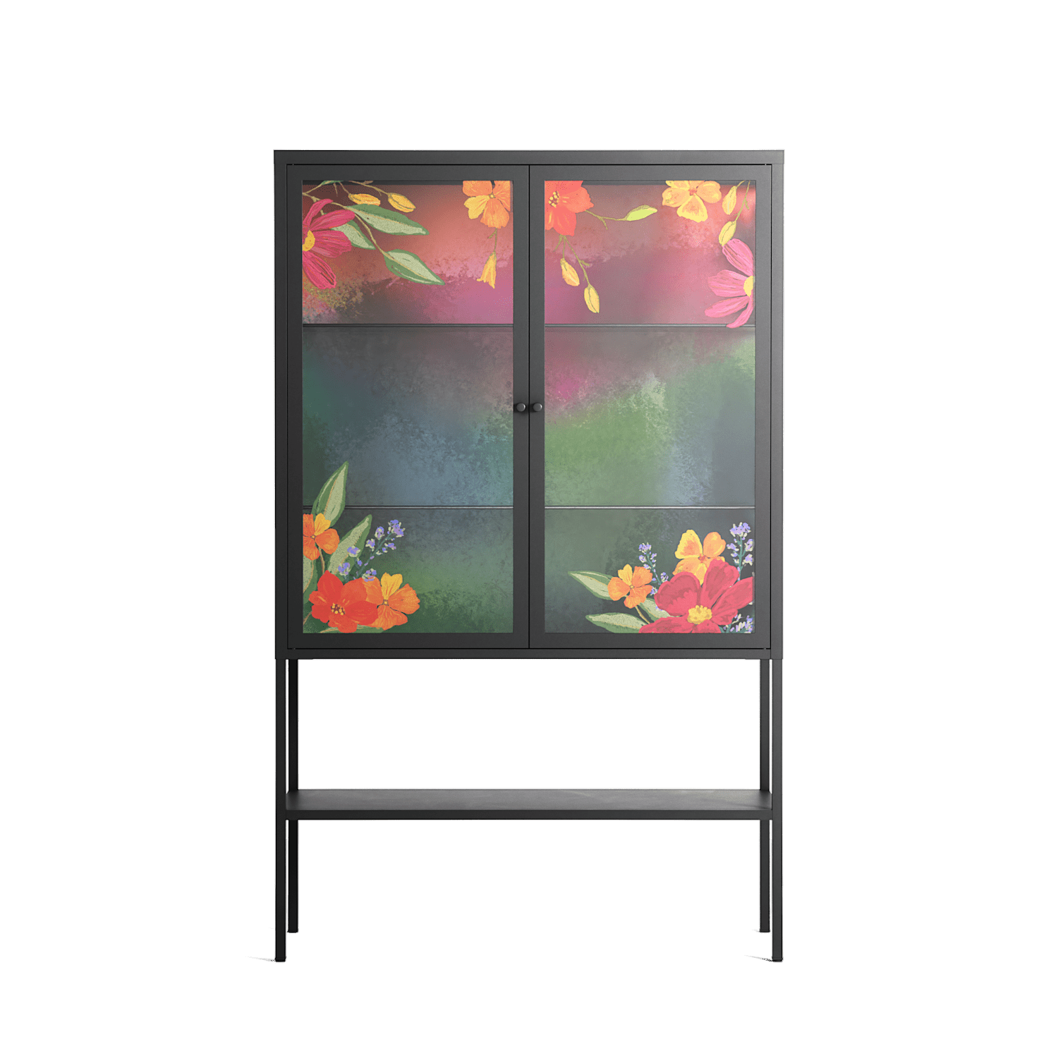 Abstract Spring Flowers - Loft Cabinet - Raissa Oltmanns - Antracite - Overlay Glass