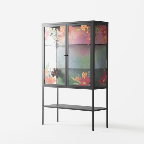 Abstract Spring Flowers - Loft Cabinet - Raissa Oltmanns - Antracite - Overlay Glass