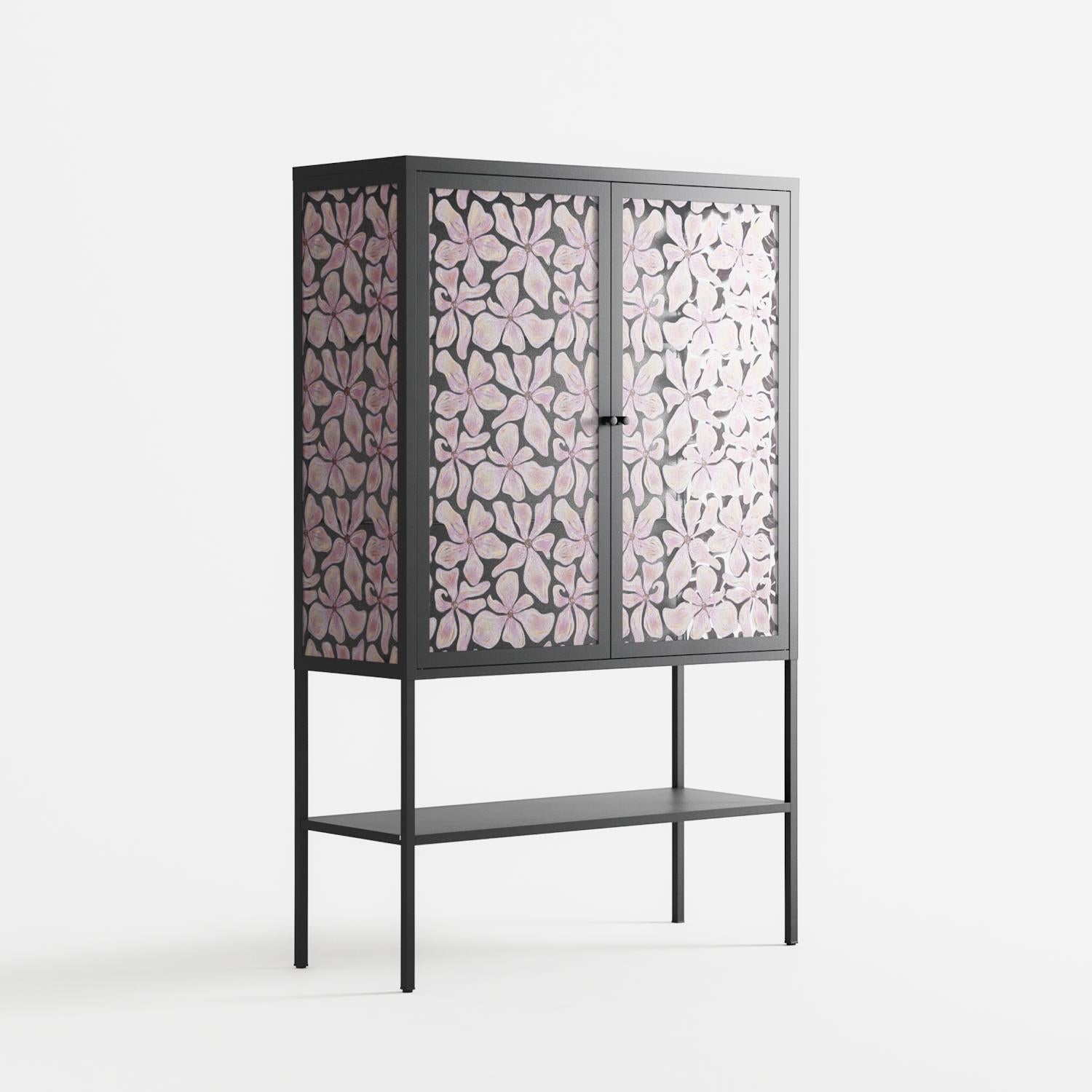 Floating Blossom Pattern - Loft Cabinet - Raissa Oltmanns - Antracite - Overlay Glass
