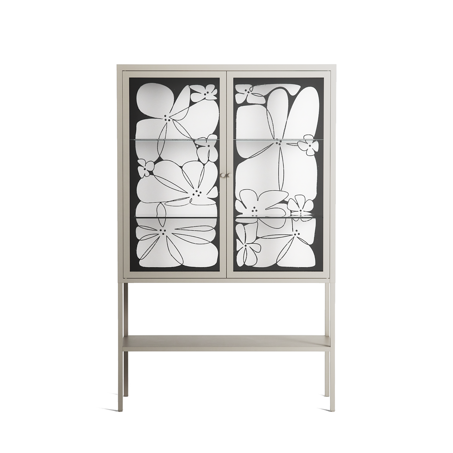 White Flowers - Loft Cabinet - Konrad Blaszczyk - Pebble - Clear glass