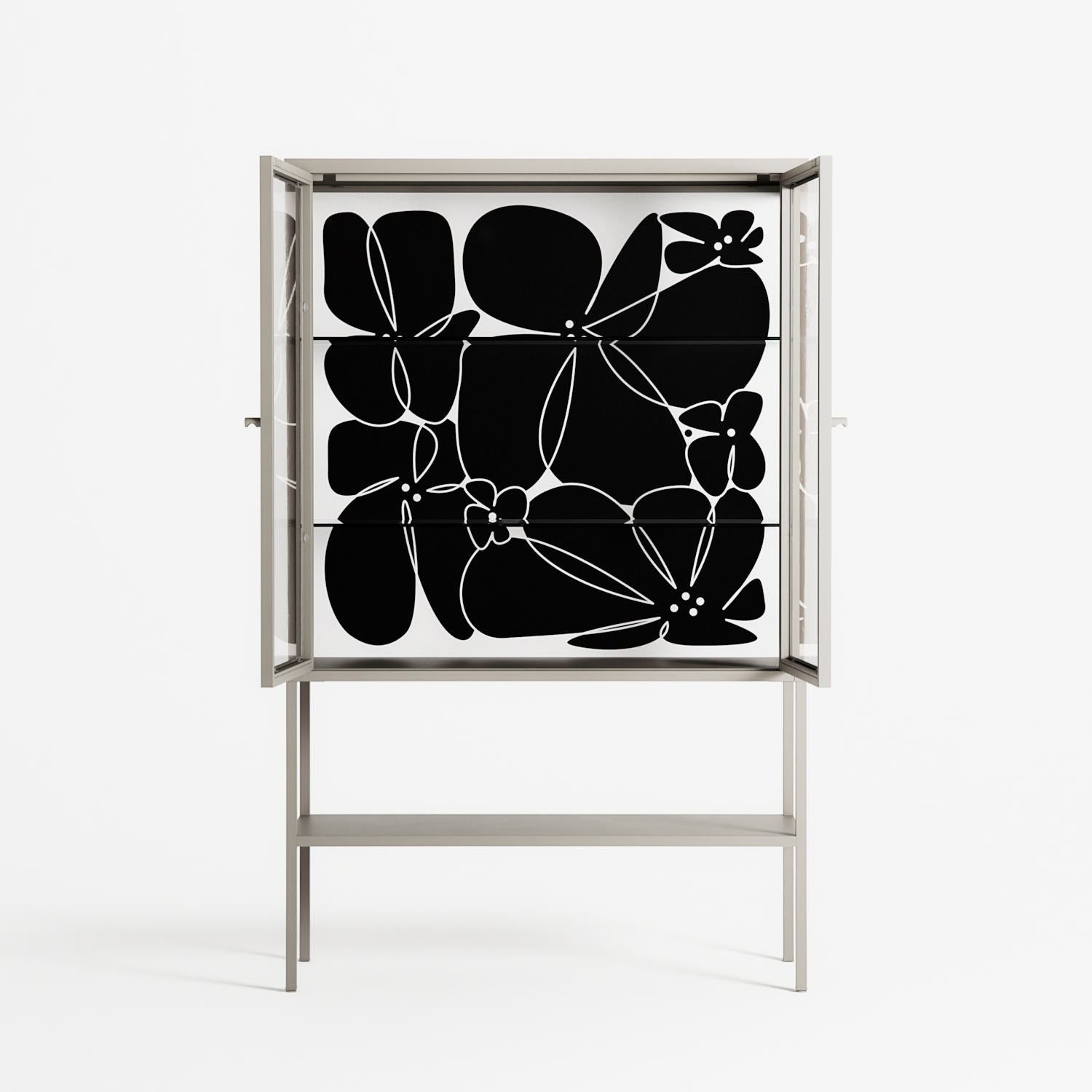 Black Flower - Loft Cabinet - Konrad Blaszczyk - Pebble - Clear glass