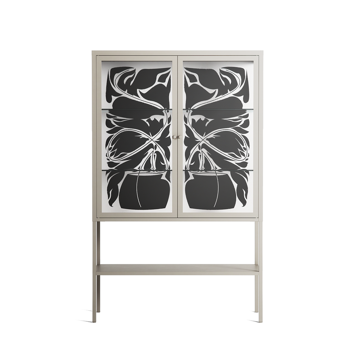 Black Potted Plant - Loft Cabinet - Konrad Blaszczyk - Pebble - Clear glass