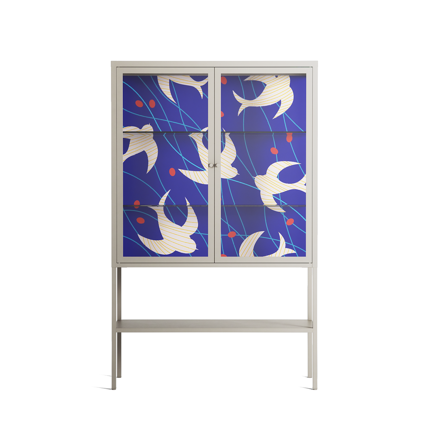 Birds A - Loft Cabinet - Heather Zhou - Pebble - Clear glass