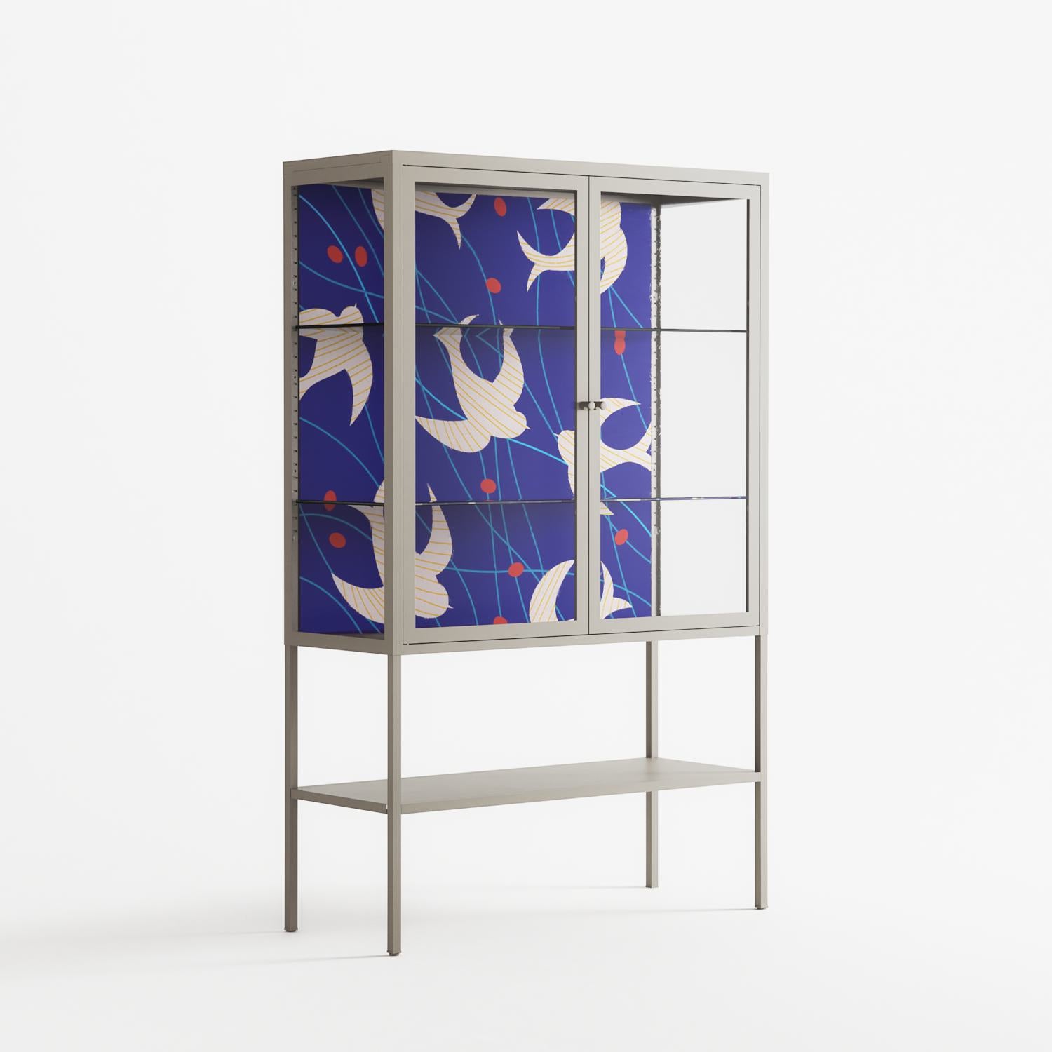 Birds A - Loft Cabinet - Heather Zhou - Pebble - Clear glass