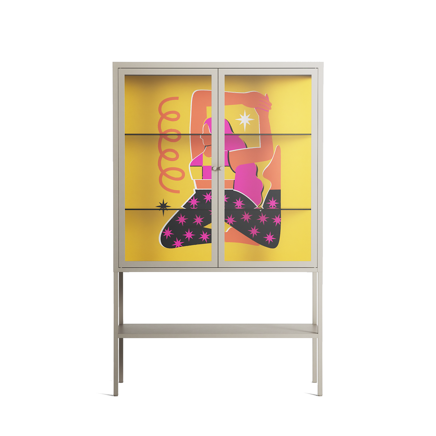 Yoga - Loft Cabinet - Heather Zhou - Pebble - Clear glass