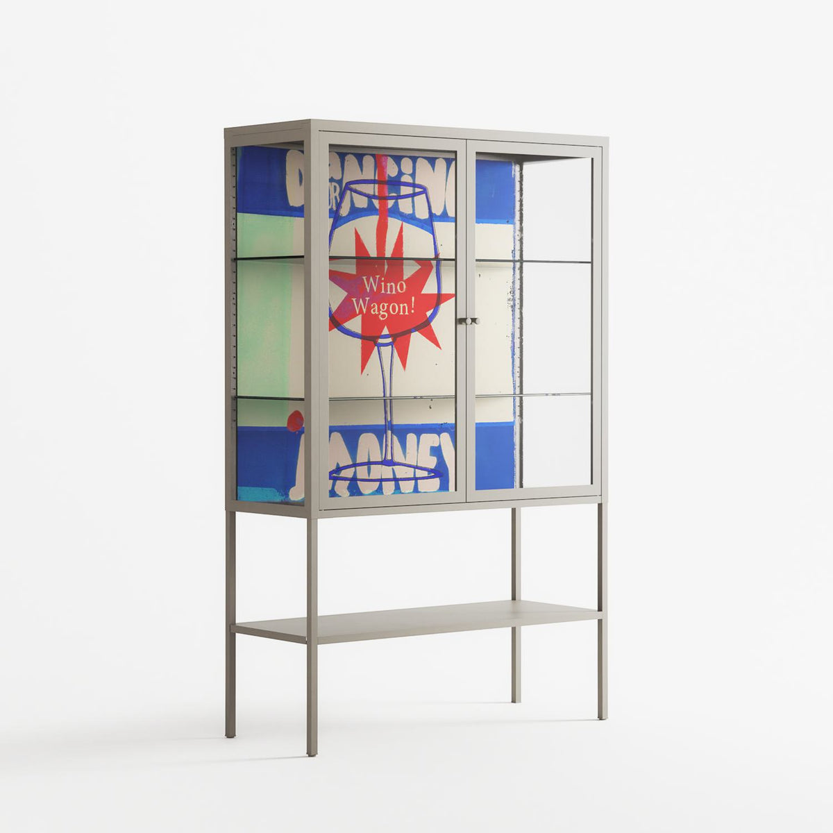 Wino Wagon - Loft Cabinet - Ciara Wade - Pebble - Clear glass