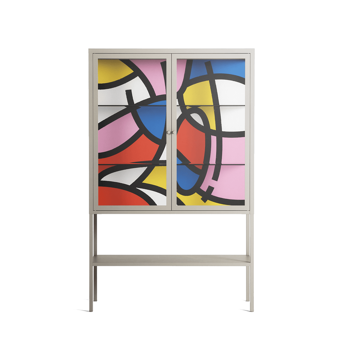 Yo - Loft Cabinet - Vratislav Pecka - Pebble - Clear glass