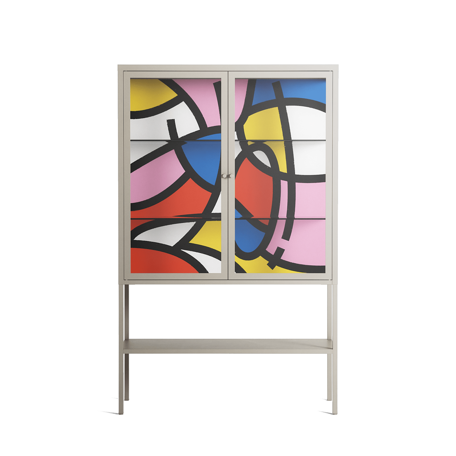 Yo - Loft Cabinet - Vratislav Pecka - Pebble - Clear glass