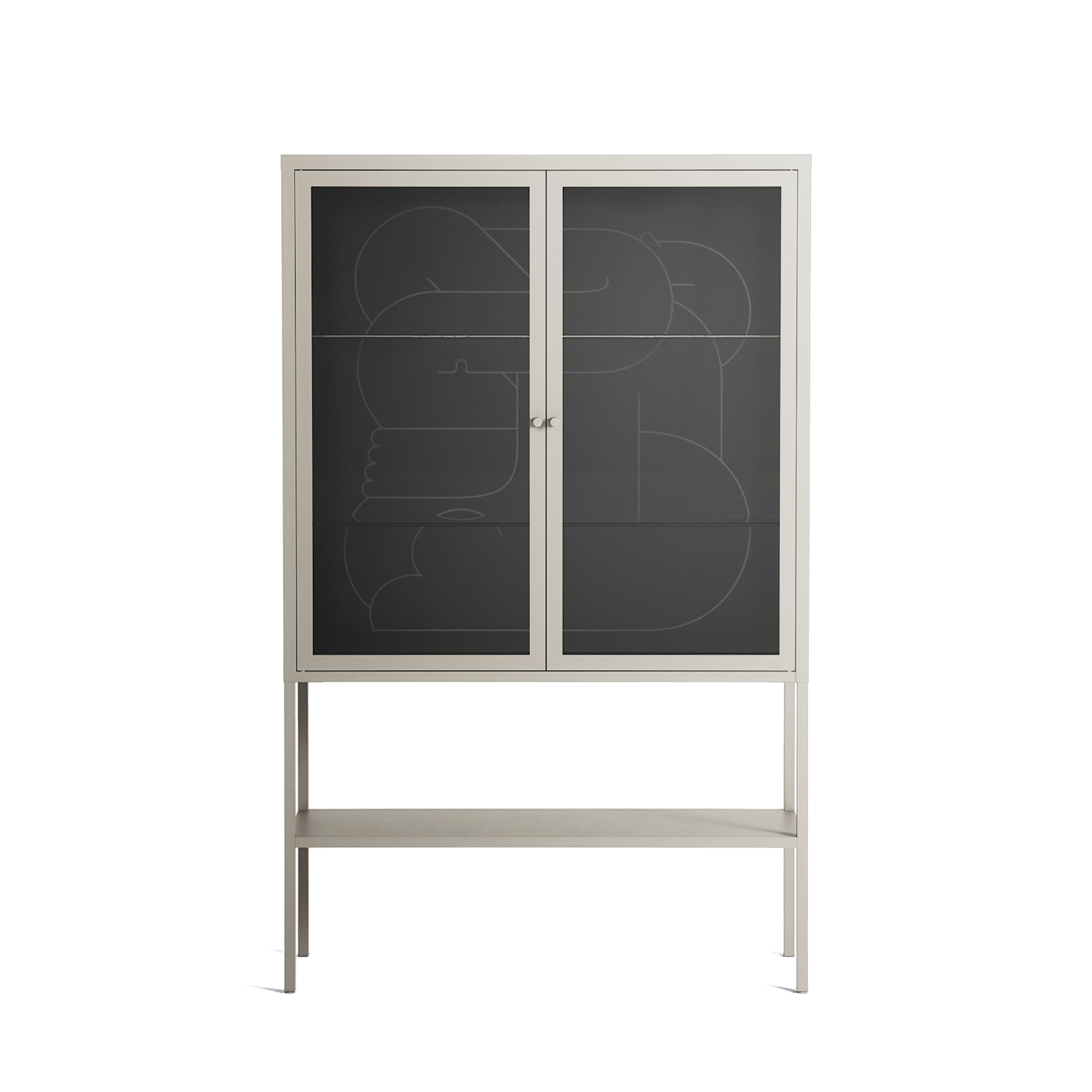 Hug 1 - Loft Cabinet - Andrea Devia-Nuño - Pebble - Clear glass