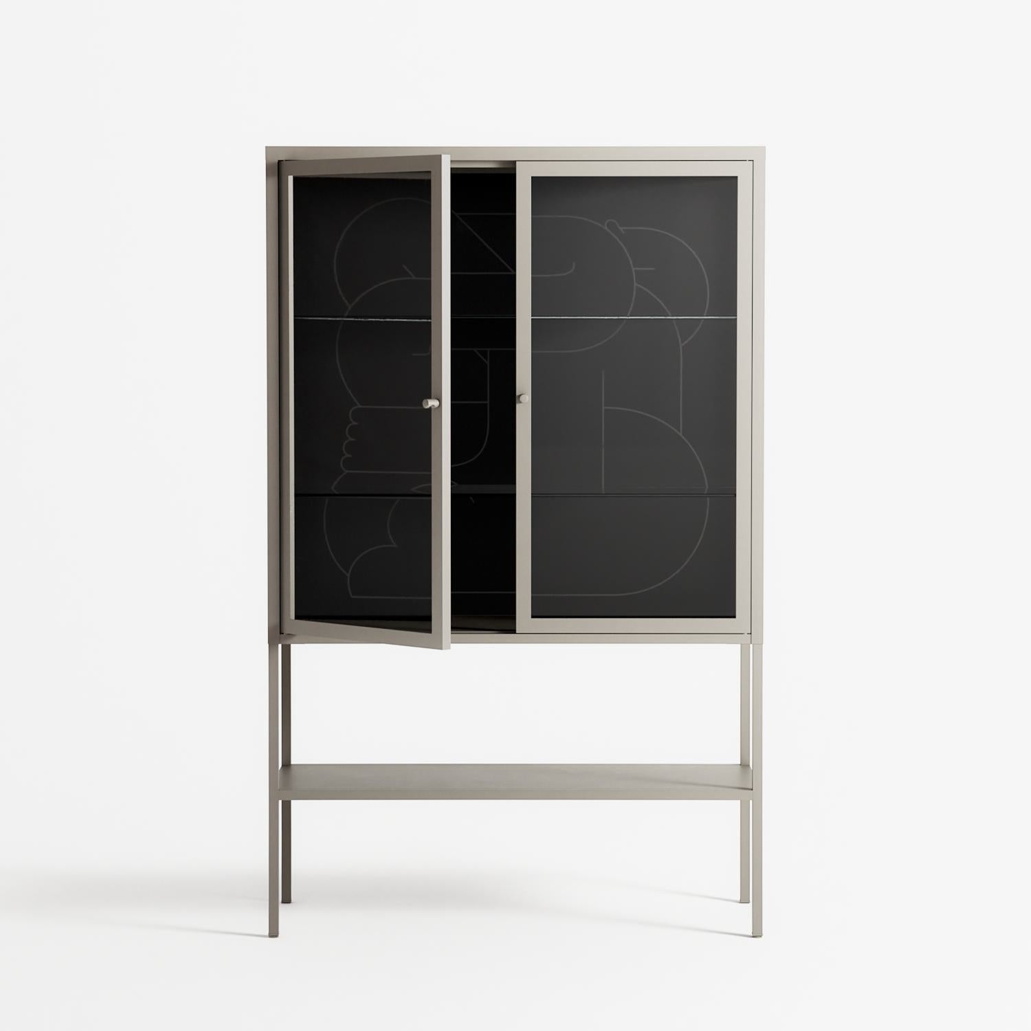 Hug 1 - Loft Cabinet - Andrea Devia-Nuño - Pebble - Clear glass