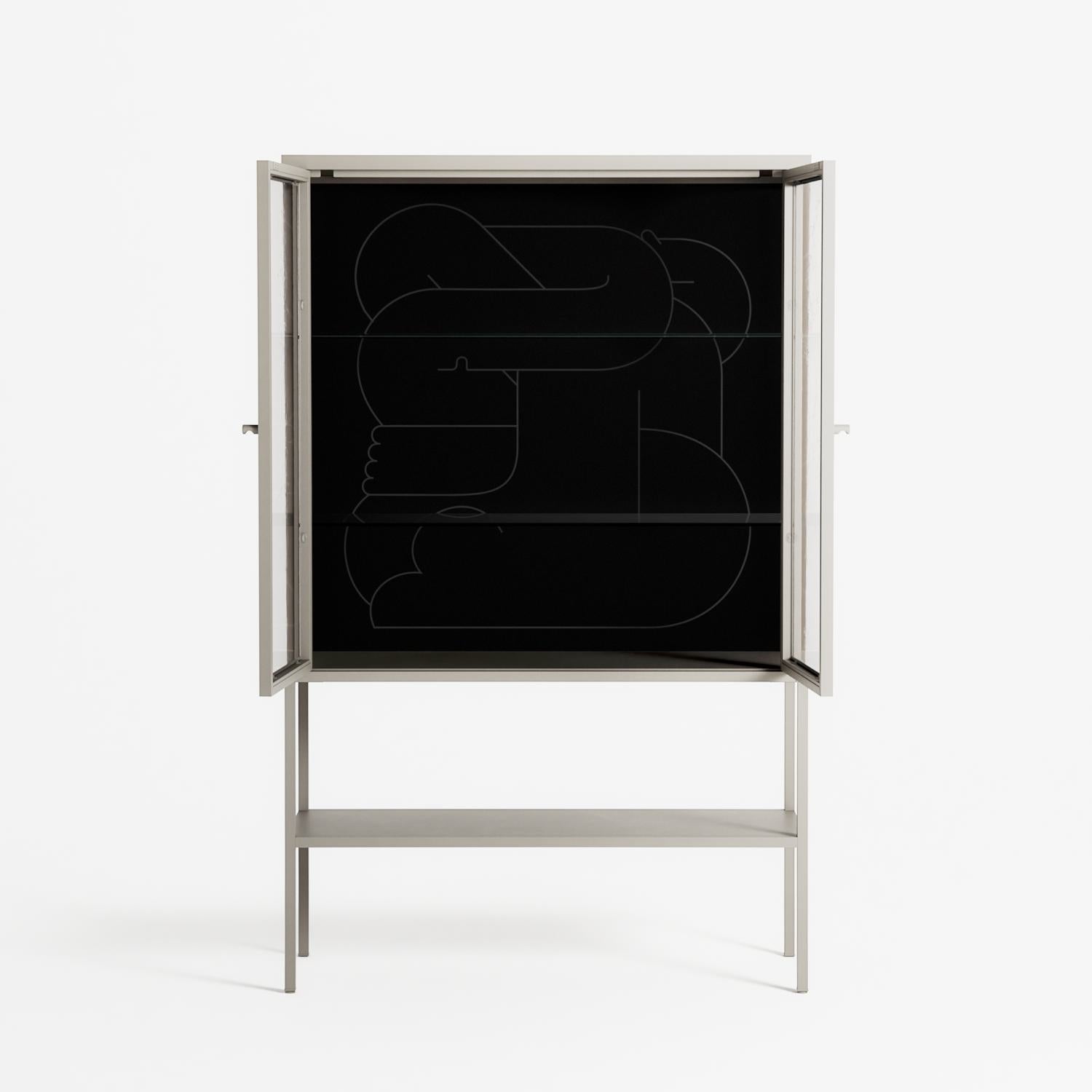 Hug 1 - Loft Cabinet - Andrea Devia-Nuño - Pebble - Clear glass