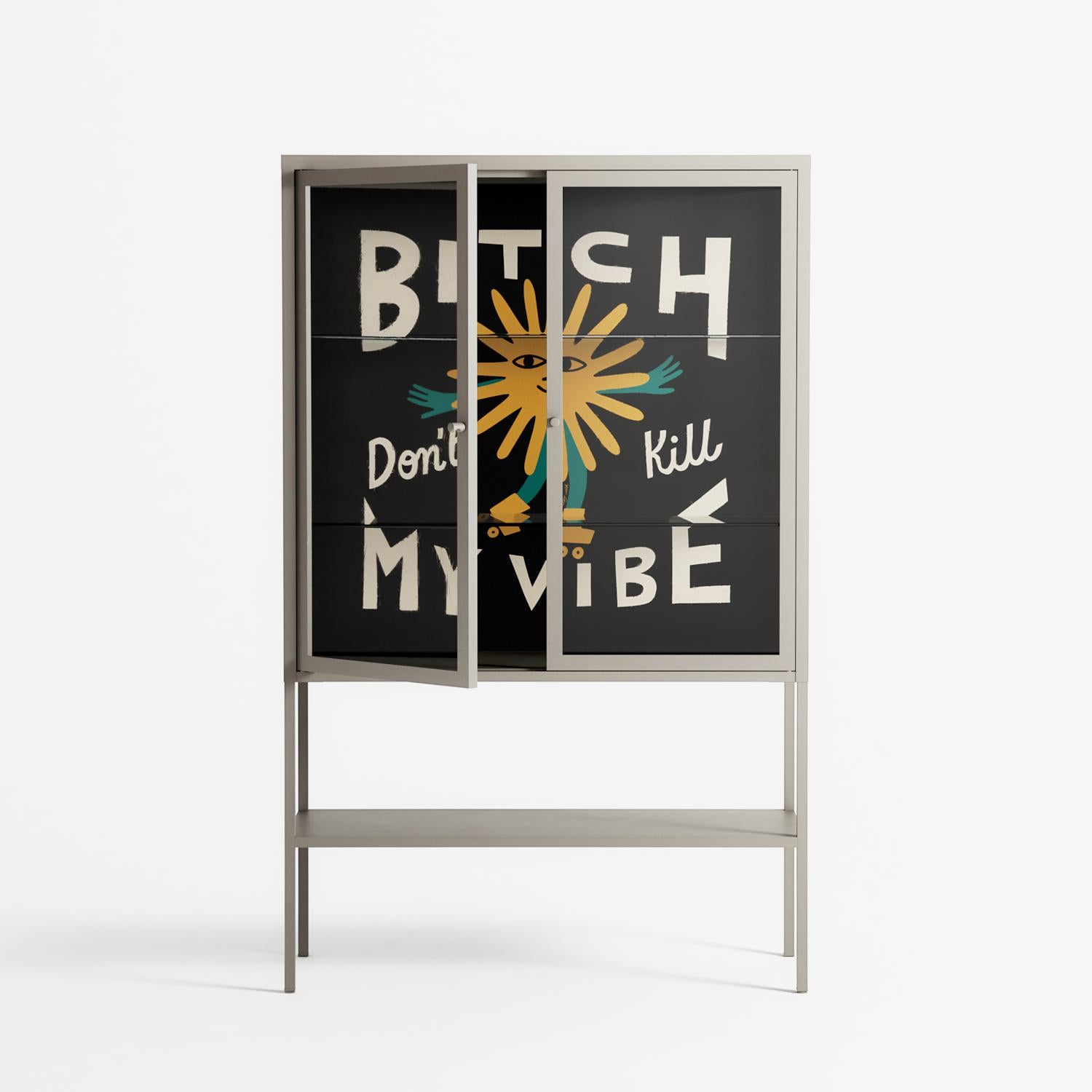 Bitch Don't Kill My Vibe - Loft Cabinet - Aley Wild - Pebble - Clear glass