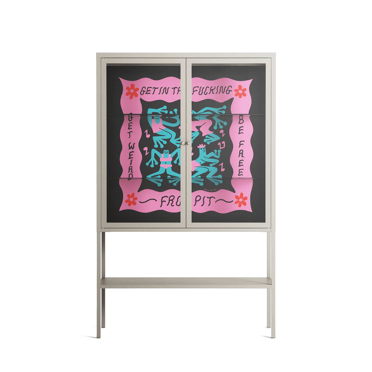 Get In The Fucking Frog Pit - Loft Cabinet - Aley Wild - Pebble - Clear glass