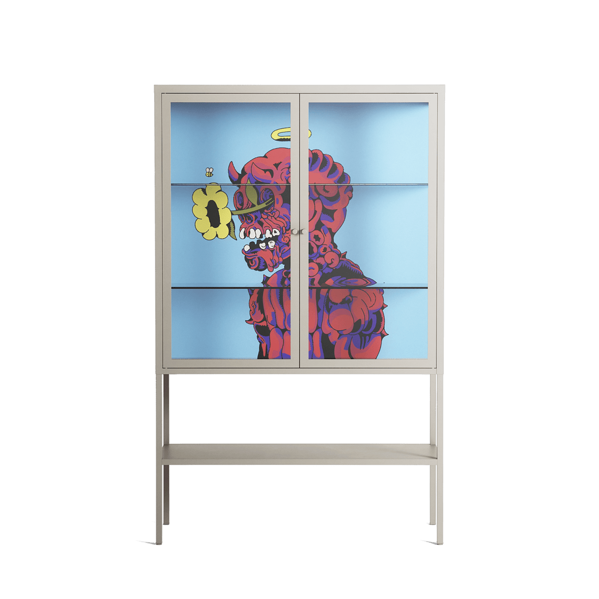 Flower - Loft Cabinet - Cezar Berje - Pebble - Clear glass