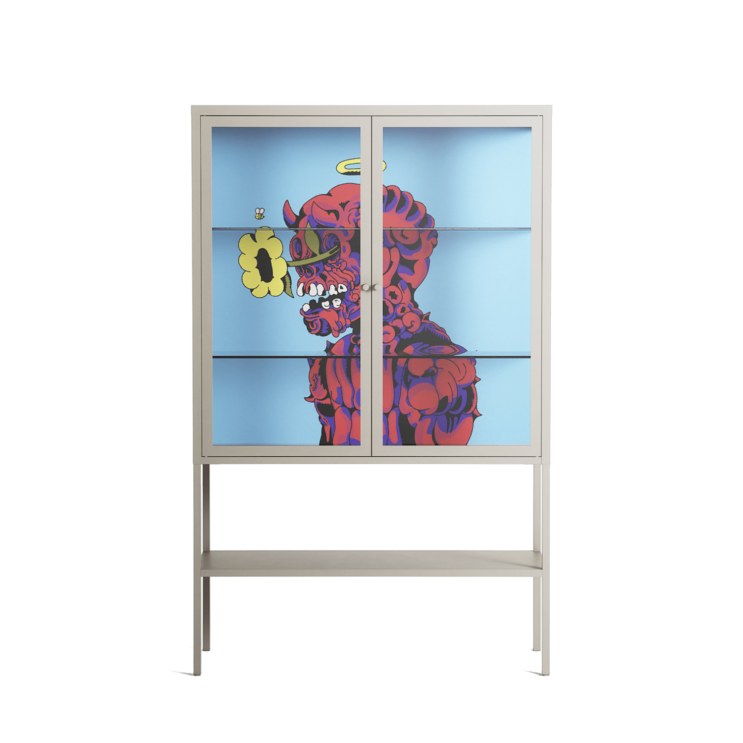 Flower - Loft Cabinet - Cezar Berje - Pebble - Clear glass