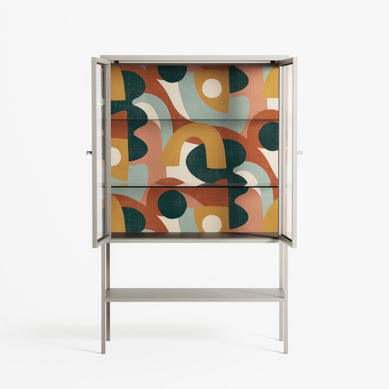 Abstract Sunrise - Loft Cabinet - Amy Suther - Pebble - Clear glass