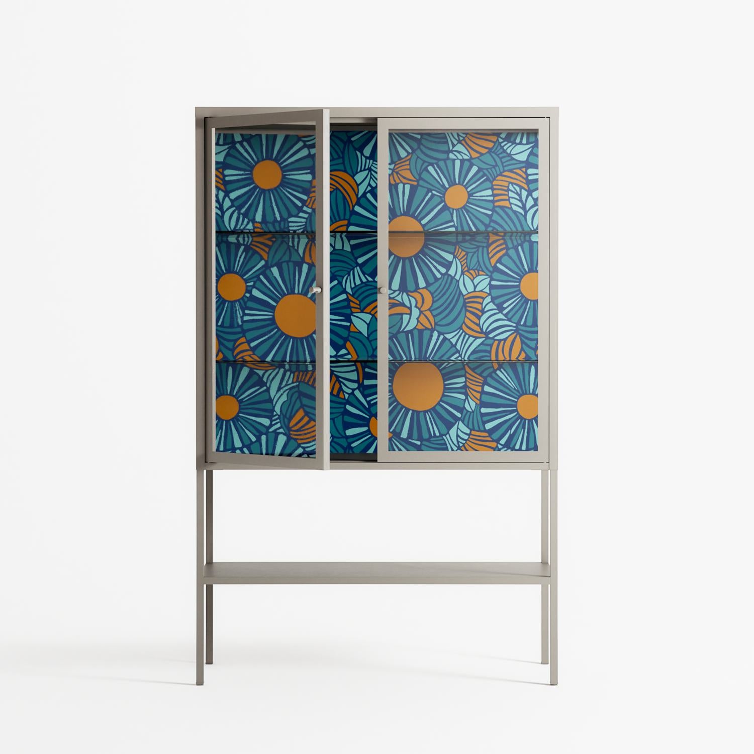 Bellis Bounty Blue - Loft Cabinet - Amy Suther - Pebble - Clear glass