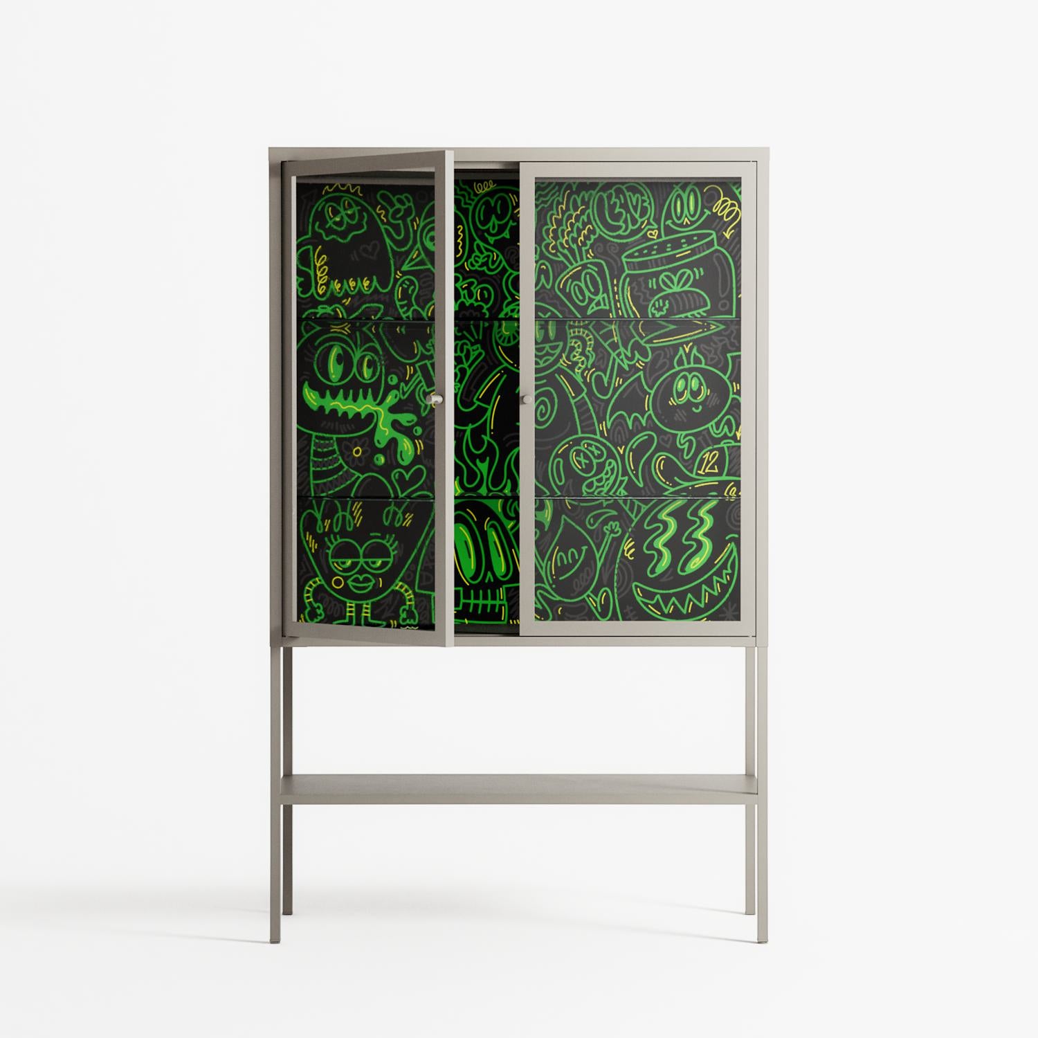Wottosque Green - Loft Cabinet - Craig Watkins - Pebble - Clear glass