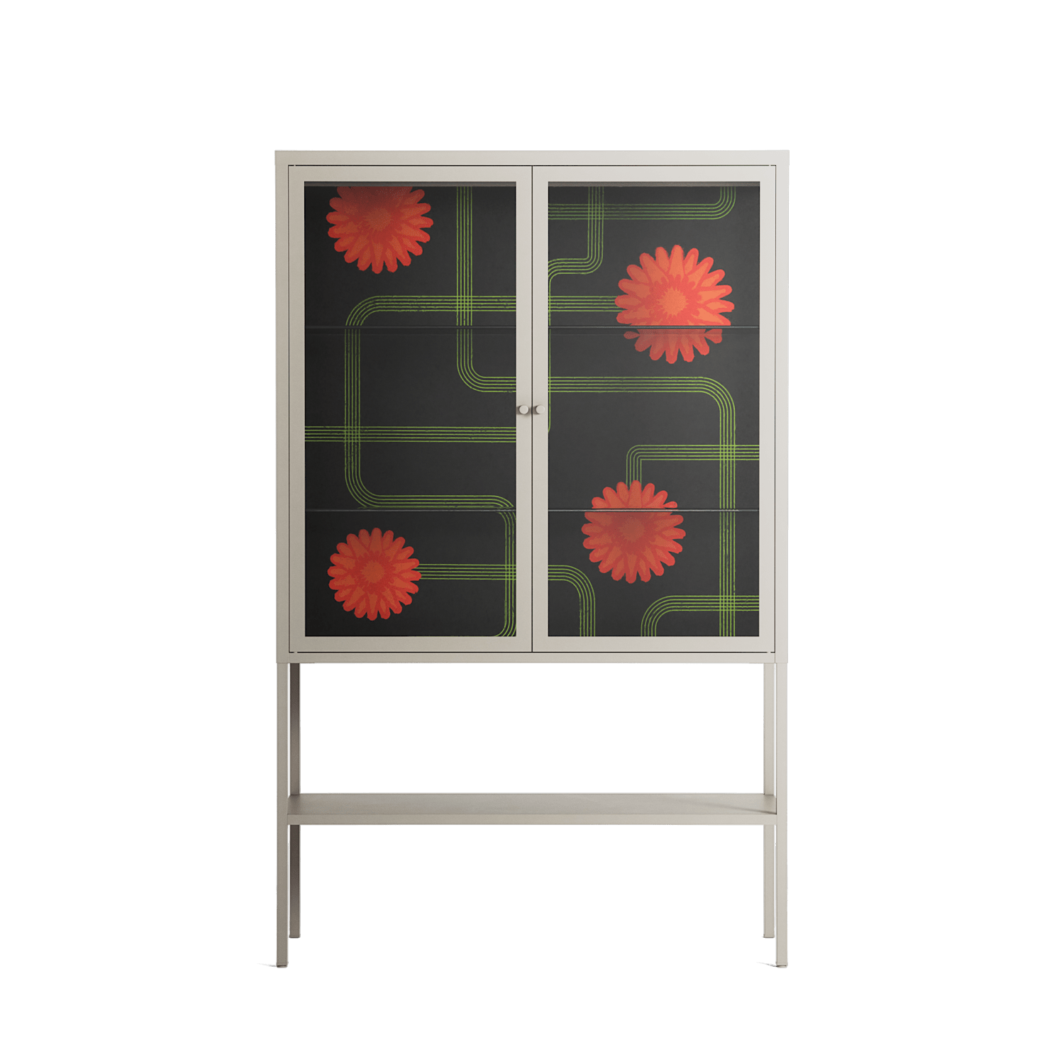 Floral Pipes - Loft Cabinet - Kristin Eriksson - Pebble - Clear glass