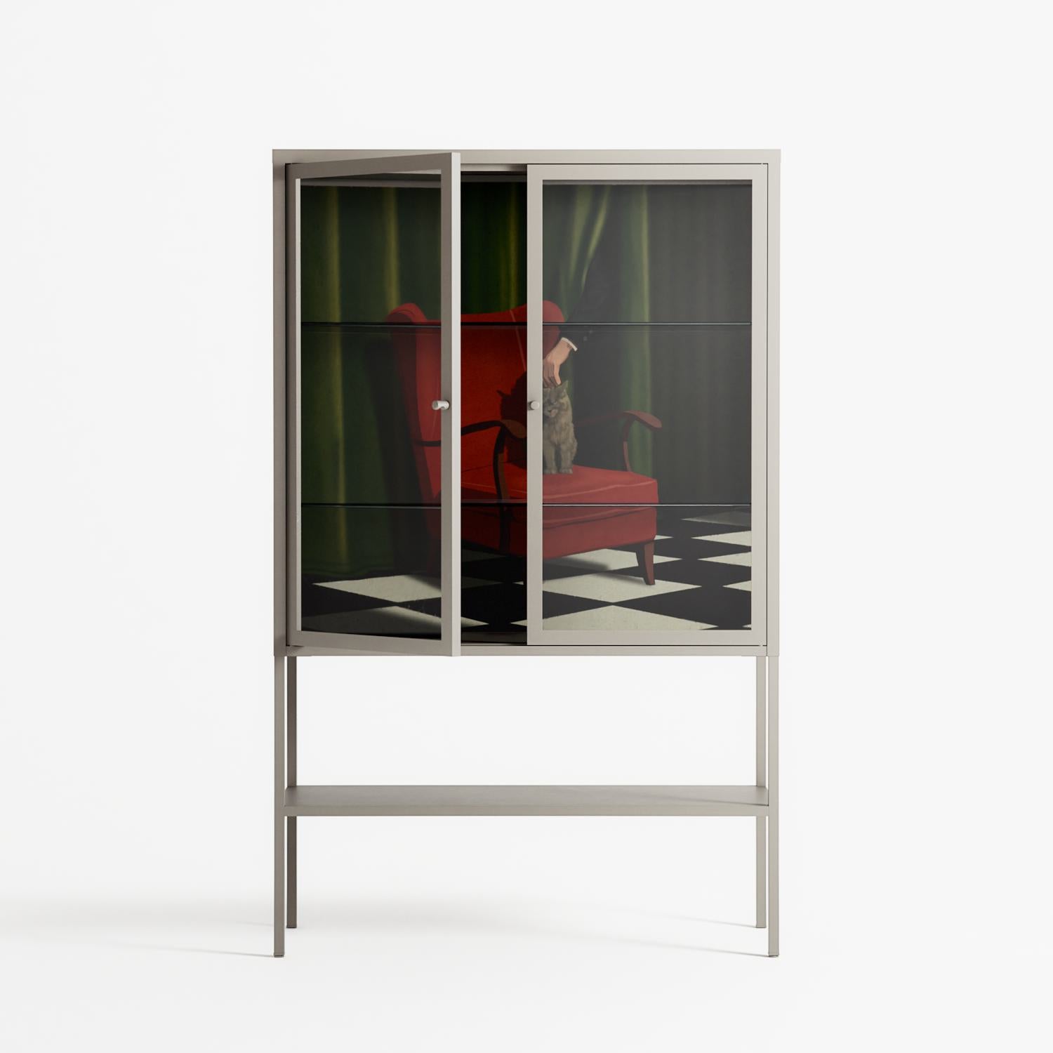 The Man Behind The Curtain - Loft Cabinet - Kristin Eriksson - Pebble - Clear glass