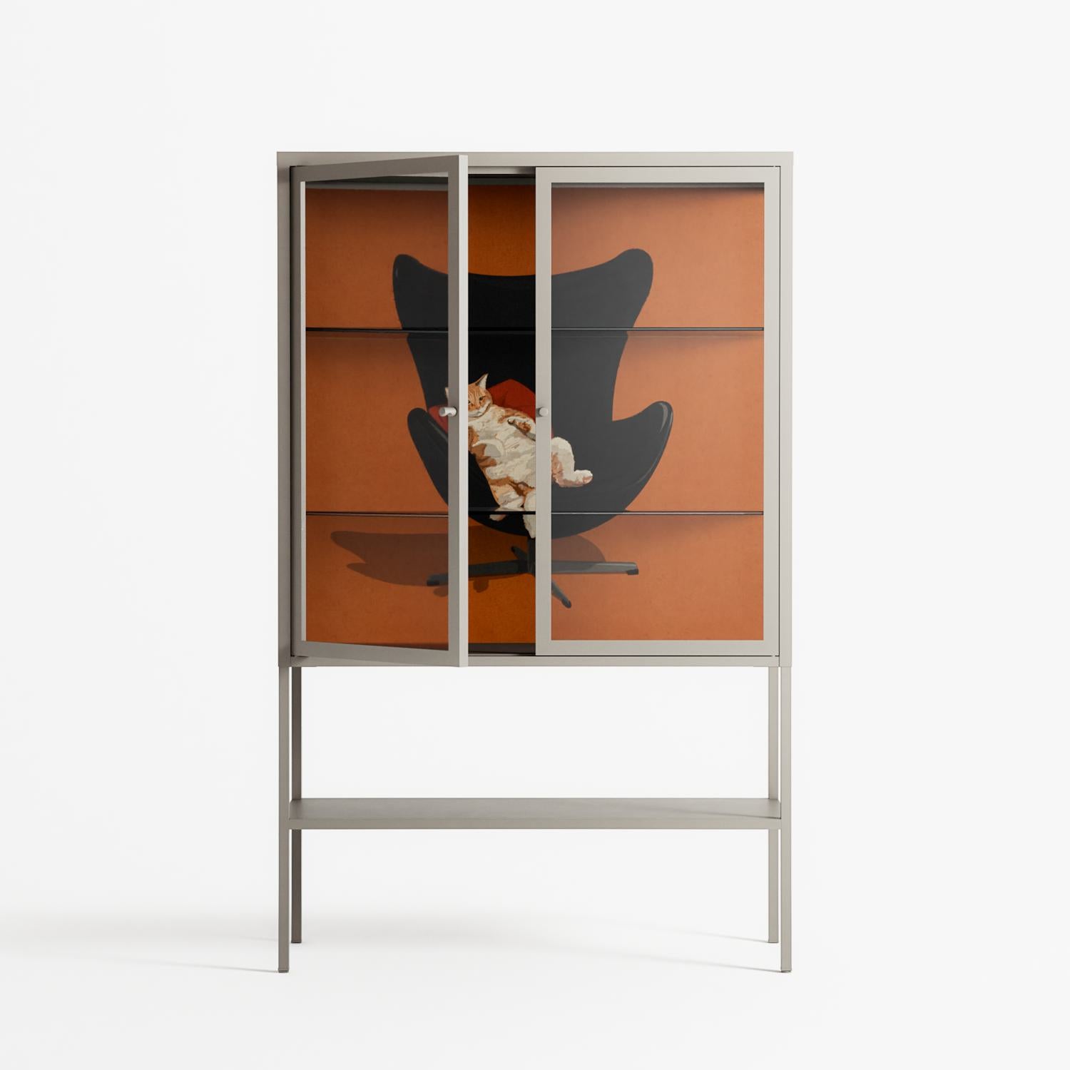 Cat in Chair B - Loft Cabinet - Kristin Eriksson - Pebble - Clear glass