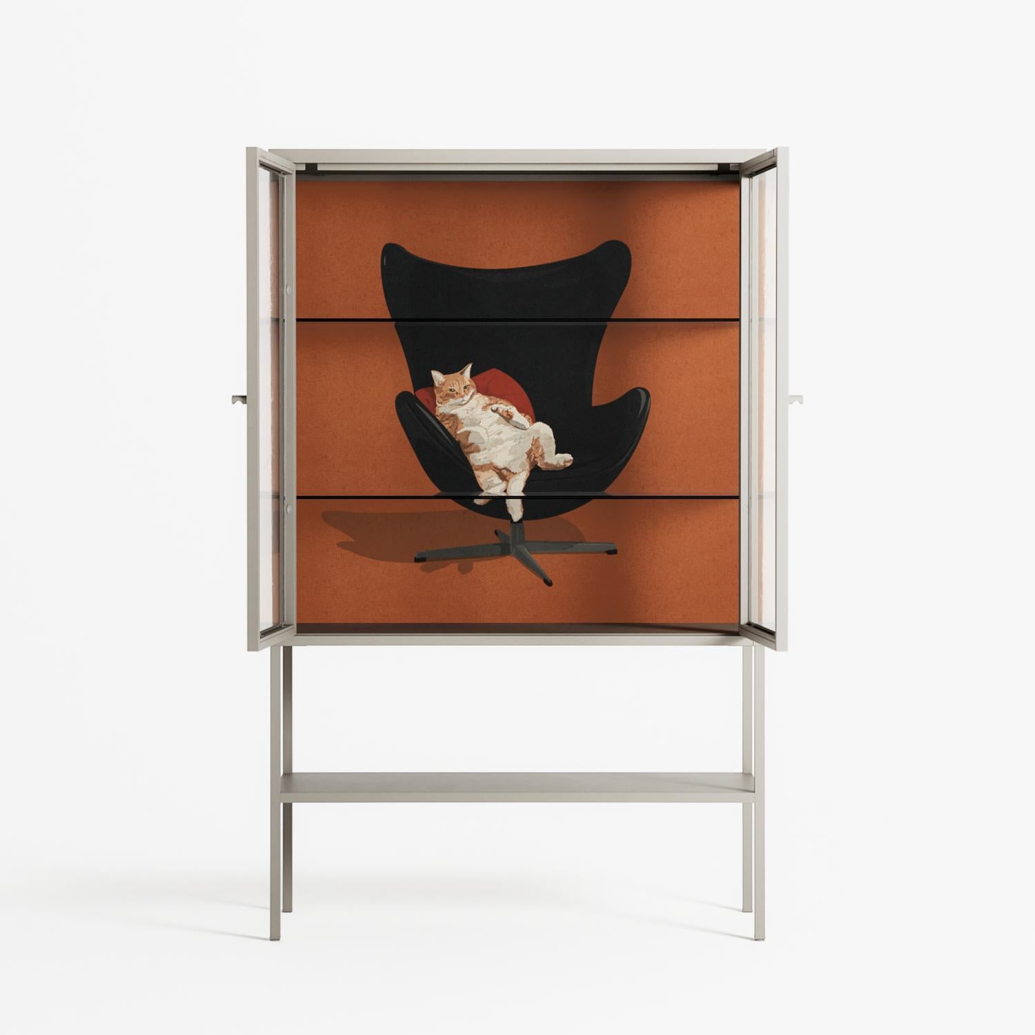 Cat in Chair B - Loft Cabinet - Kristin Eriksson - Pebble - Clear glass