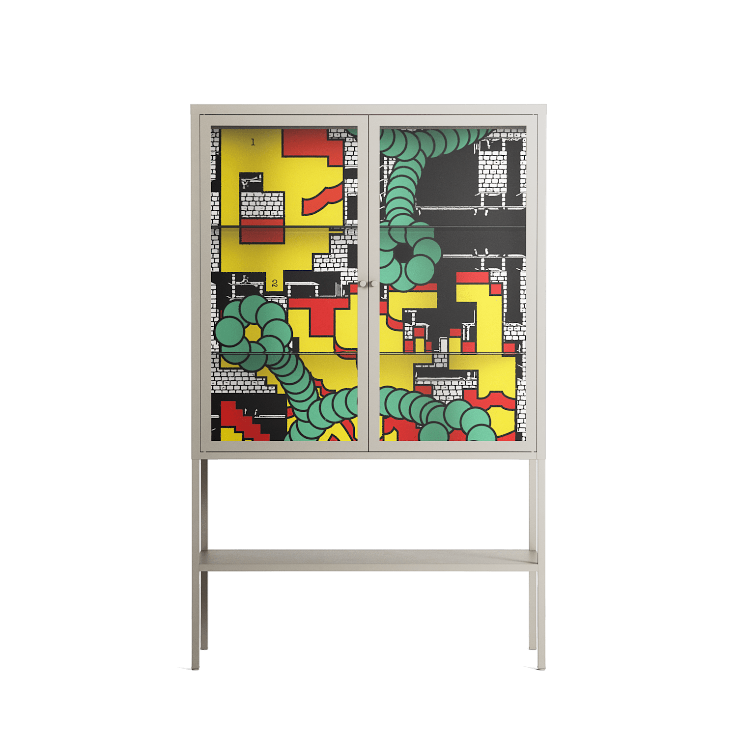 Maps - Loft Cabinet - Naia Escribano - Pebble - Clear glass