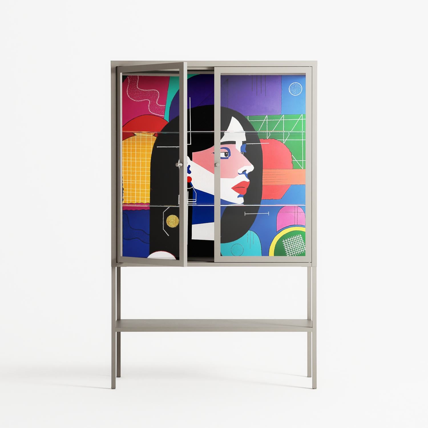 Chained To Perception - Loft Cabinet - Mathilda Kienast - Pebble - Clear glass