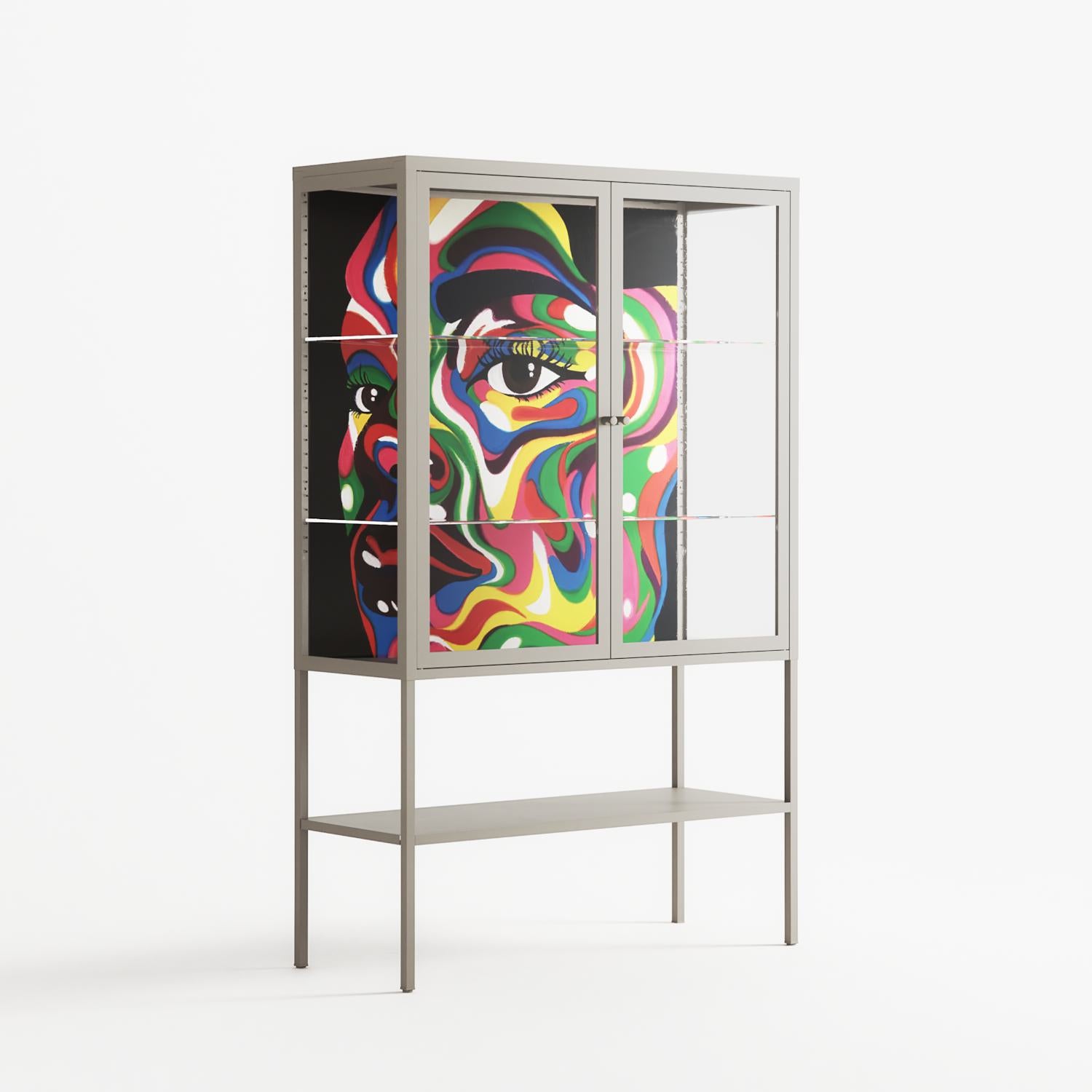 Orbiting Around Herself - Loft Cabinet - Mathilda Kienast - Pebble - Clear glass