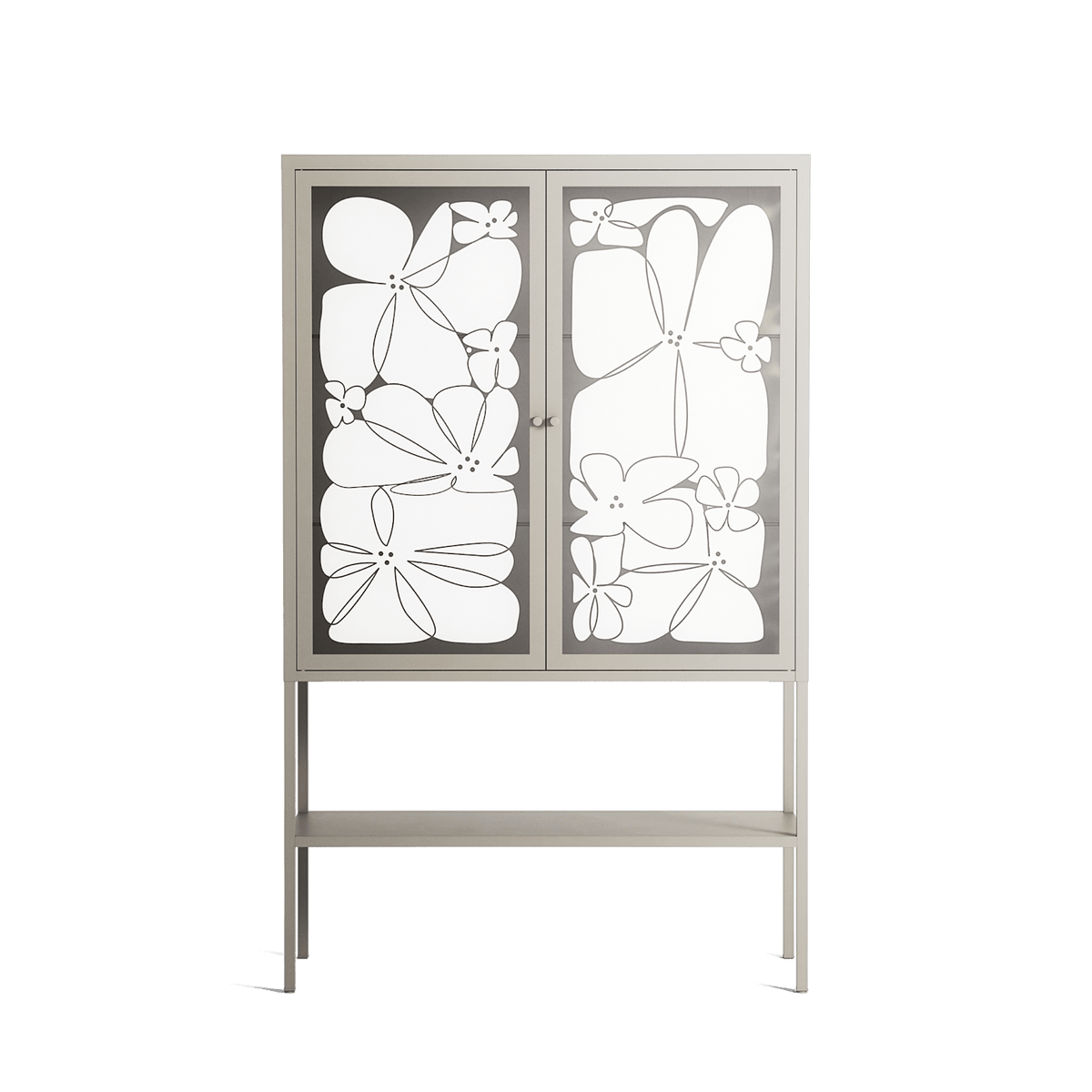 White Flowers - Loft Cabinet - Konrad Blaszczyk - Pebble - Overlay Glass