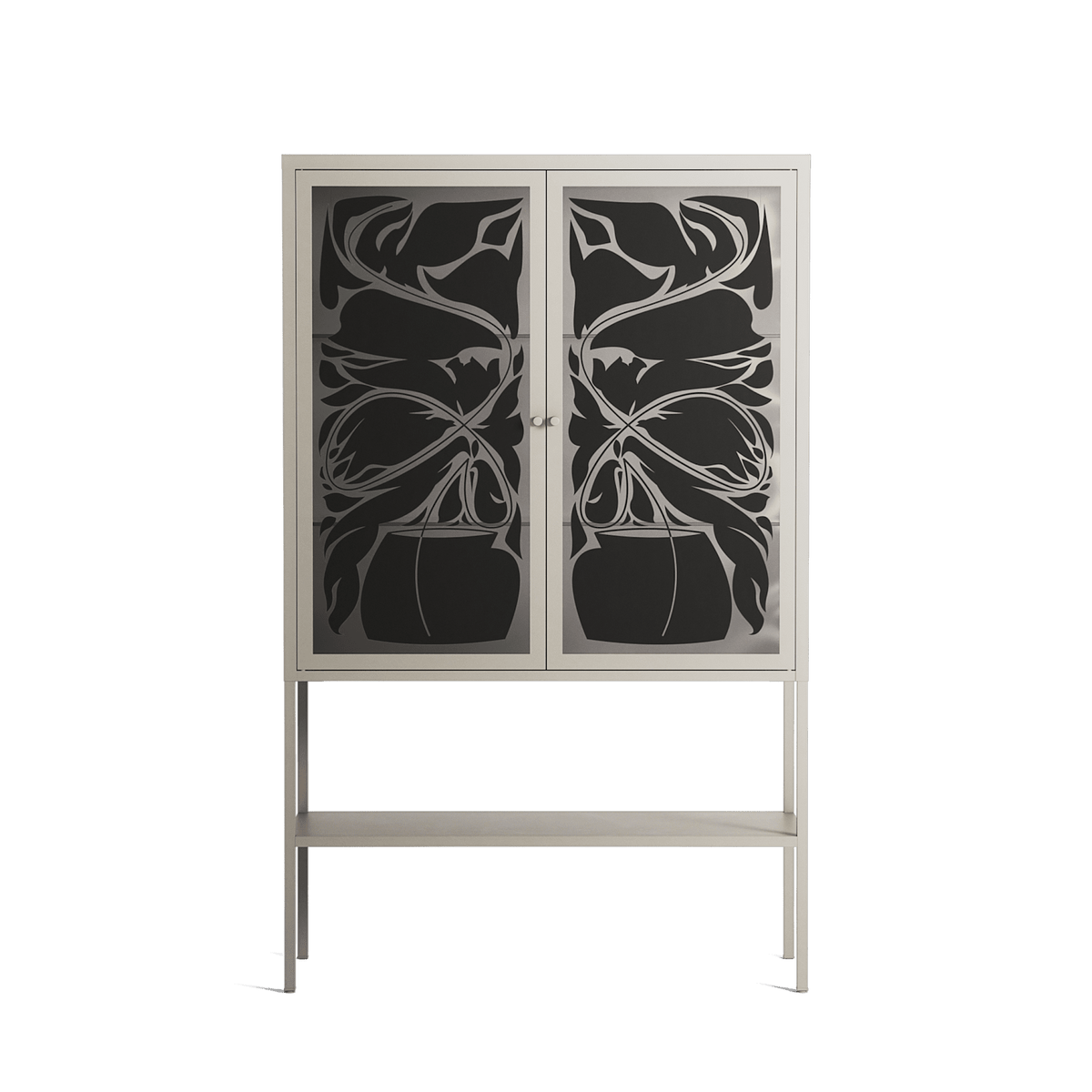 Black Potted Plant - Loft Cabinet - Konrad Blaszczyk - Pebble - Overlay Glass