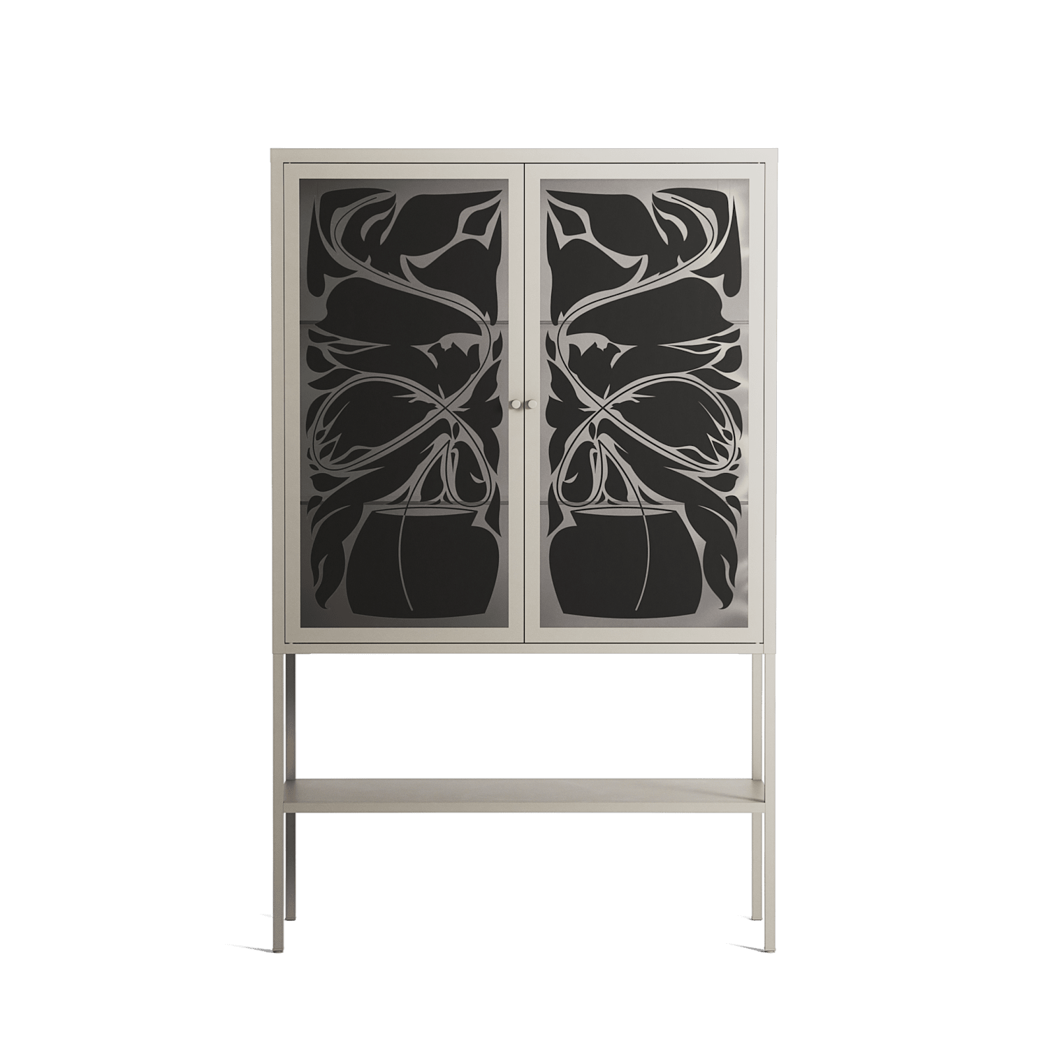 Black Potted Plant - Loft Cabinet - Konrad Blaszczyk - Pebble - Overlay Glass