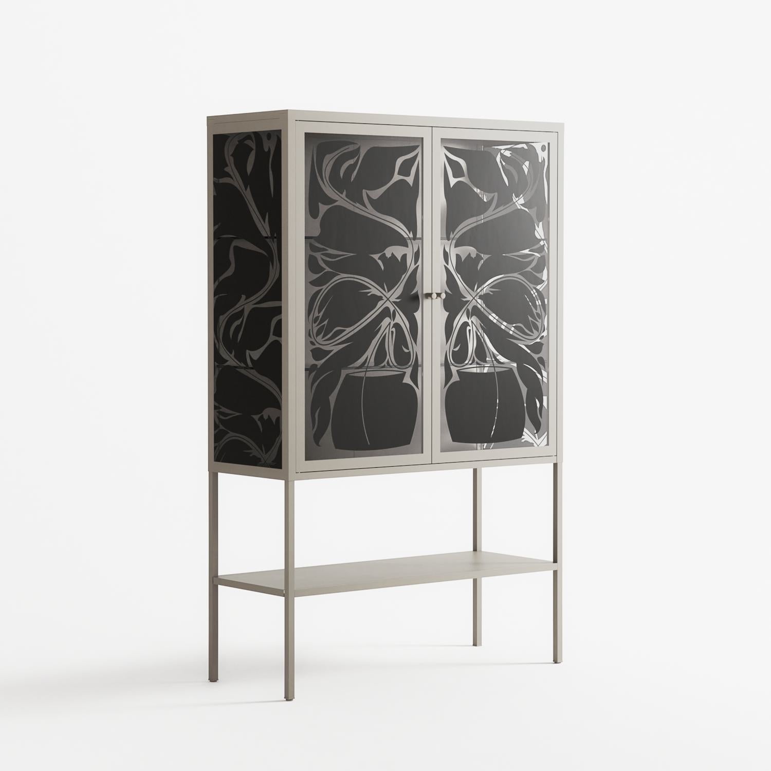 Black Potted Plant - Loft Cabinet - Konrad Blaszczyk - Pebble - Overlay Glass
