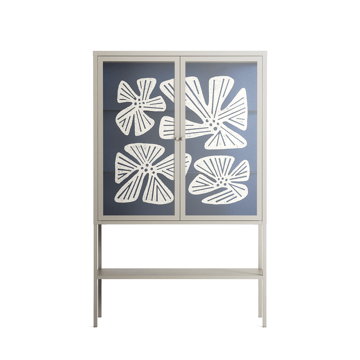 Blue Flower - Loft Cabinet - Magdalena Marchocka - Pebble - Overlay Glass