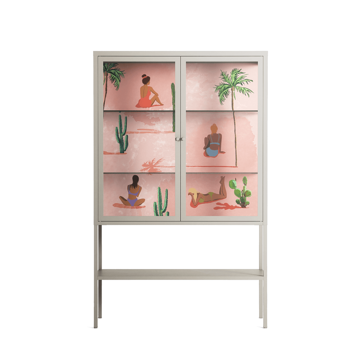 Woman at the Beach - Loft Cabinet - Raissa Oltmanns - Pebble - Clear glass