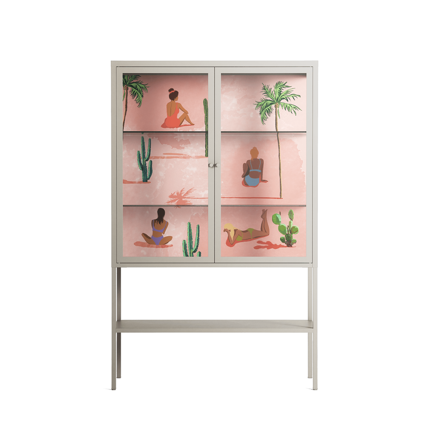Woman at the Beach - Loft Cabinet - Raissa Oltmanns - Pebble - Clear glass