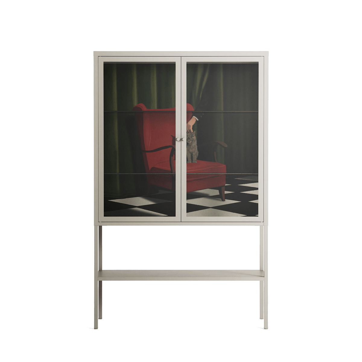 The Man Behind The Curtain - Loft Cabinet - Kristin Eriksson - Pebble - Clear glass