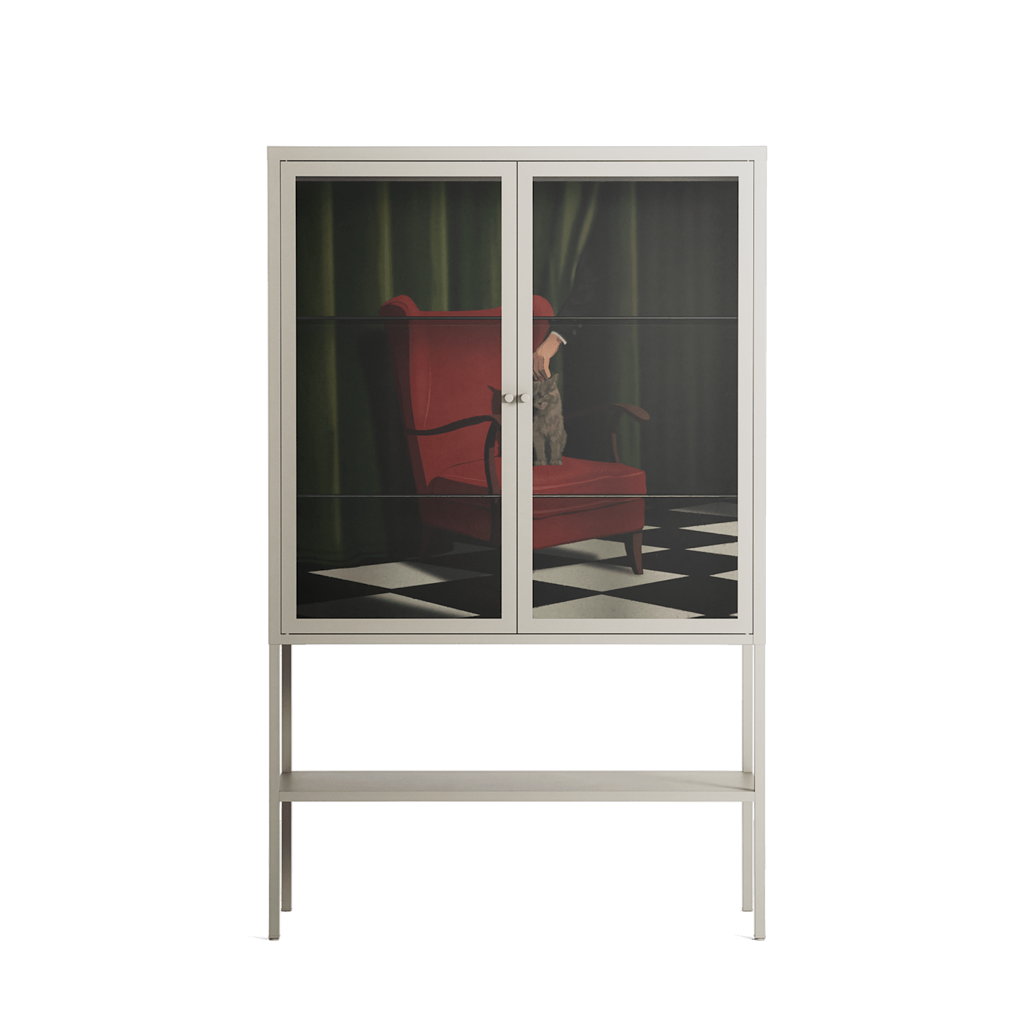 The Man Behind The Curtain - Loft Cabinet - Kristin Eriksson - Pebble - Clear glass