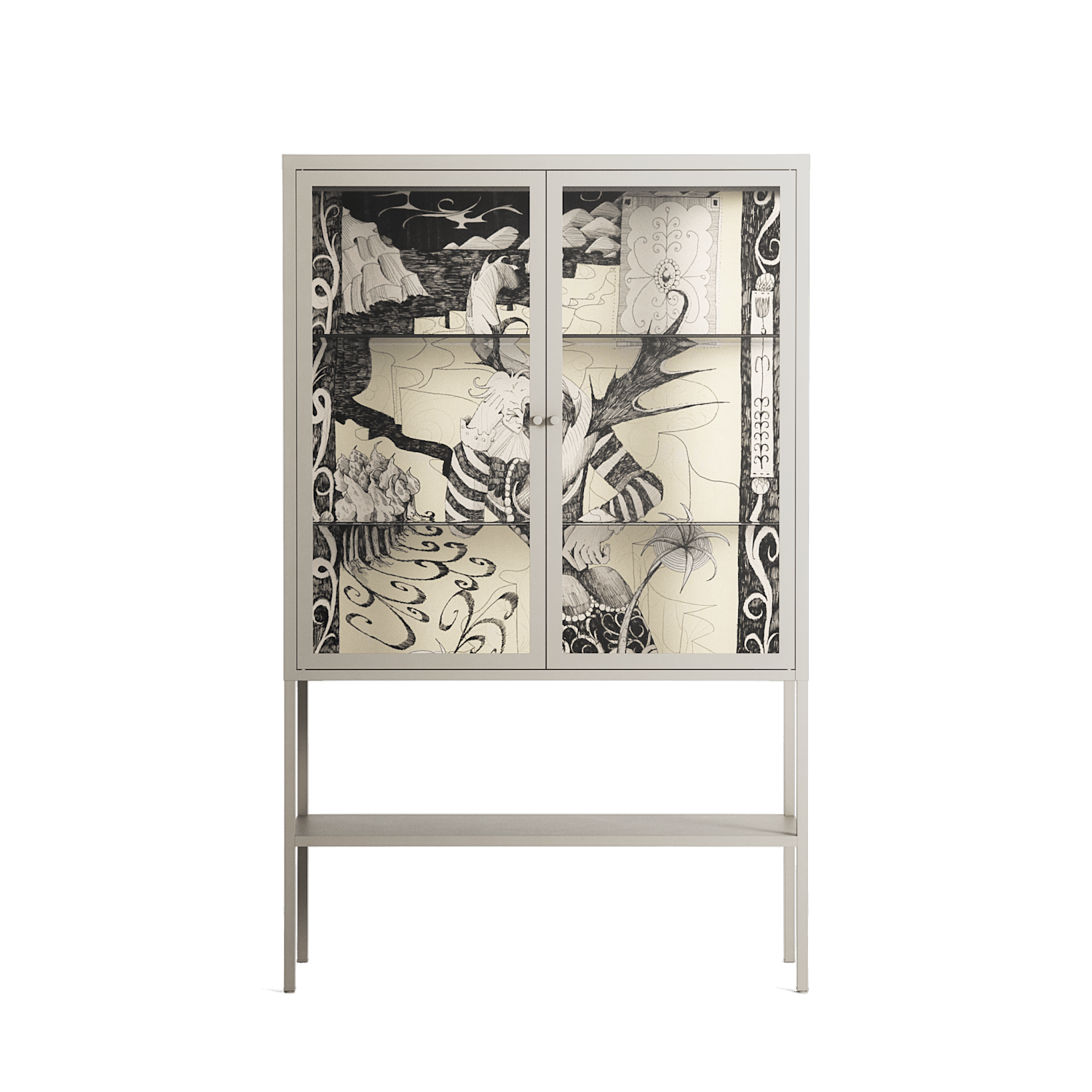 Oberon and Elgar - Loft Cabinet - Naia Escribano - Pebble - Clear glass