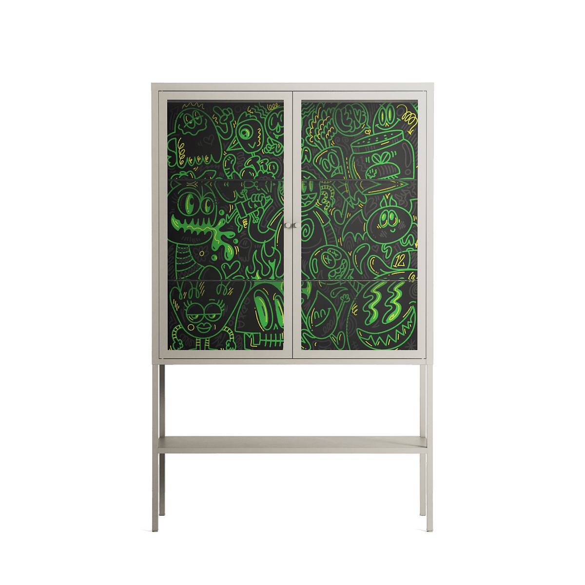 Wottosque Green - Loft Cabinet - Craig Watkins - Pebble - Clear glass