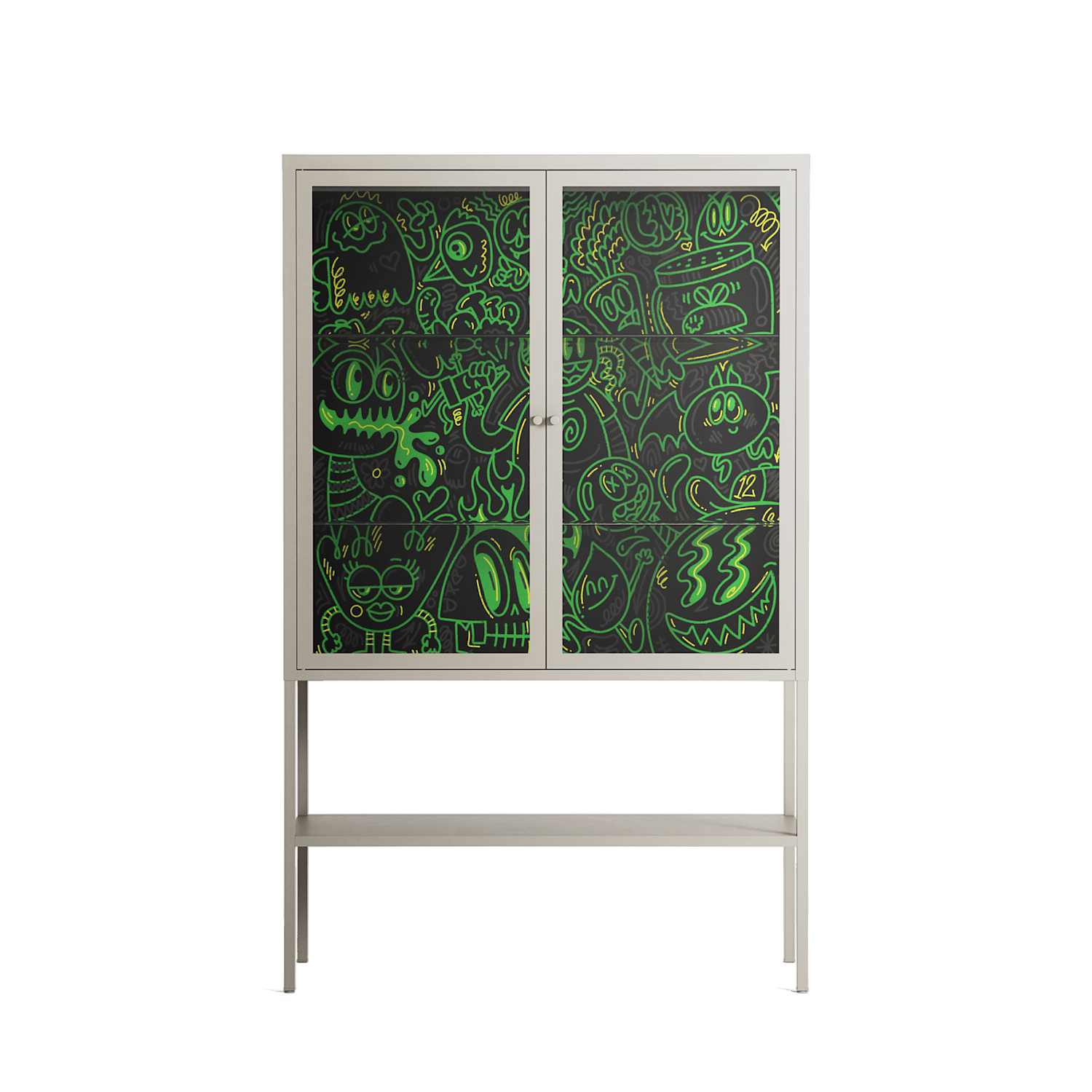 Wottosque Green - Loft Cabinet - Craig Watkins - Pebble - Clear glass