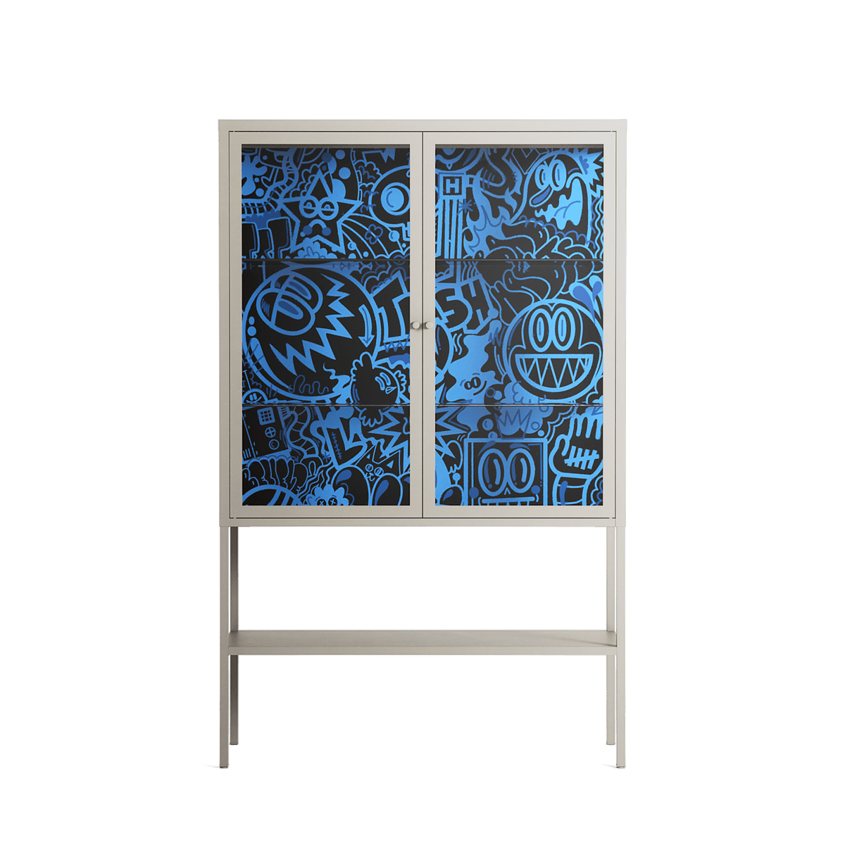The Blue Line - Loft Cabinet - Craig Watkins - Pebble - Clear glass