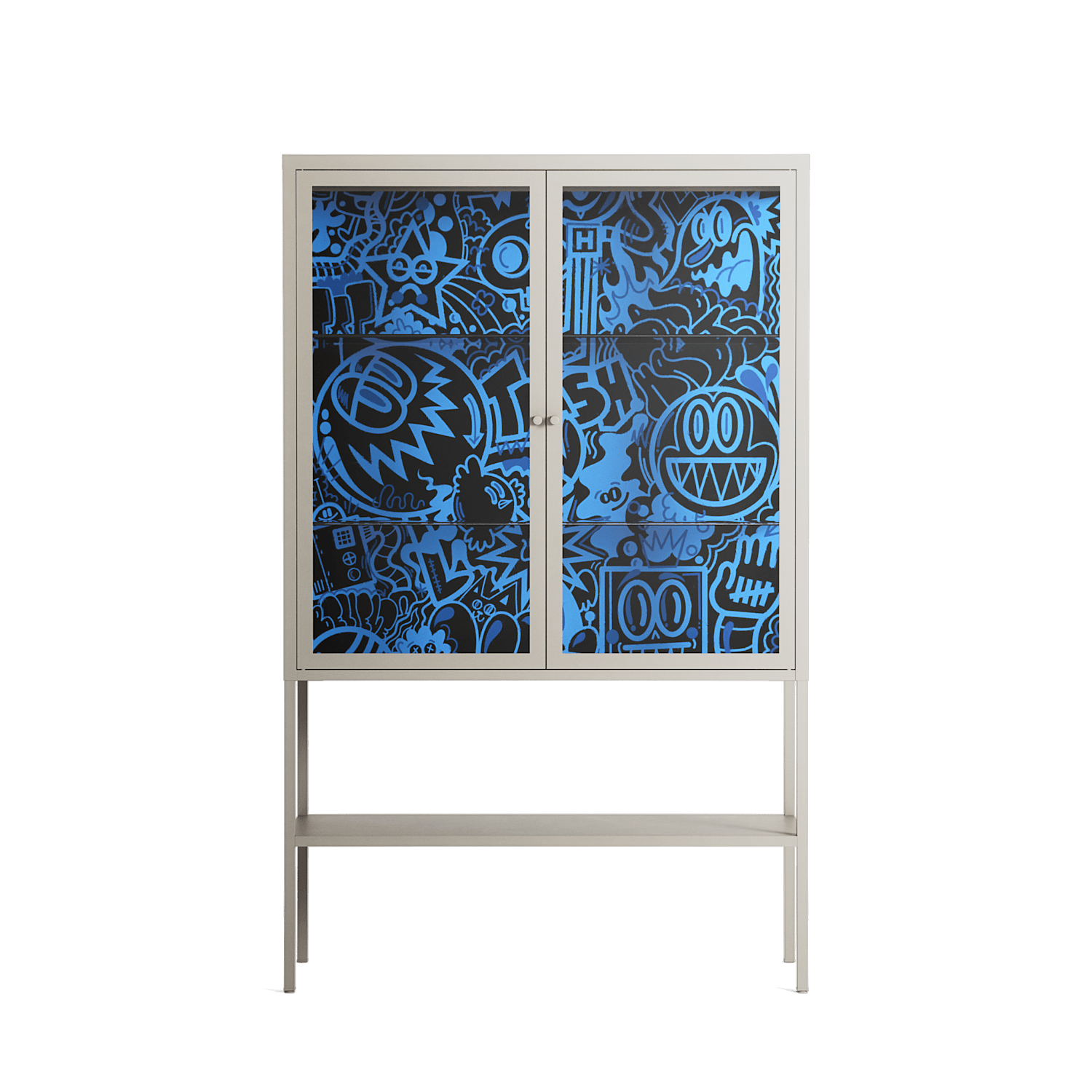 The Blue Line - Loft Cabinet - Craig Watkins - Pebble - Clear glass