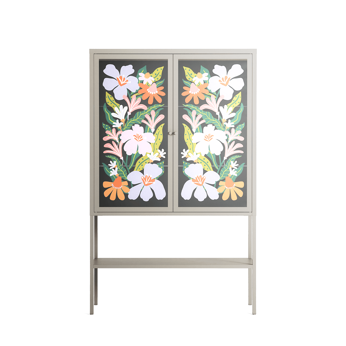 Floral Delight - Loft Cabinet - Sandra Hutter - Pebble - Overlay Glass
