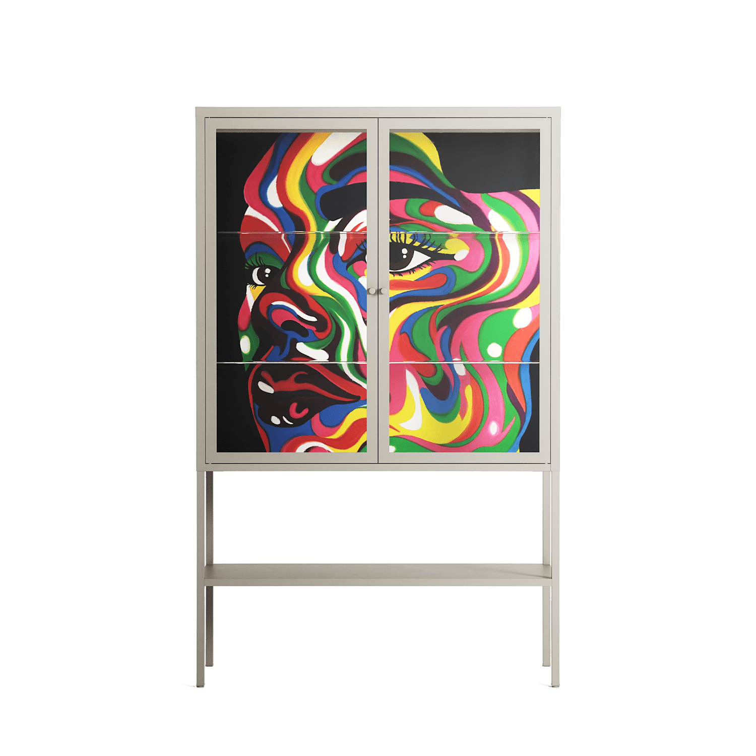 Orbiting Around Herself - Loft Cabinet - Mathilda Kienast - Pebble - Clear glass
